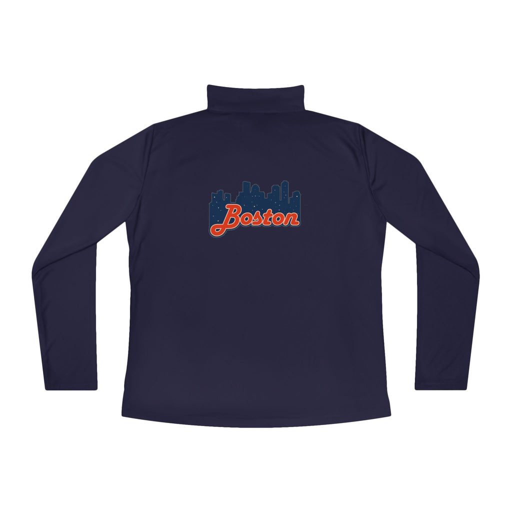 Ladies Quarter-Zip Pullover — Retro Script Skyline Logo