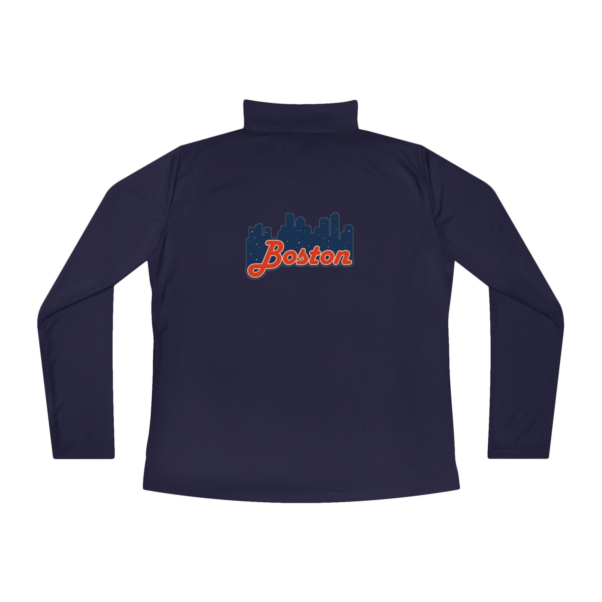 Ladies Quarter-Zip Pullover — Retro Script Skyline Logo