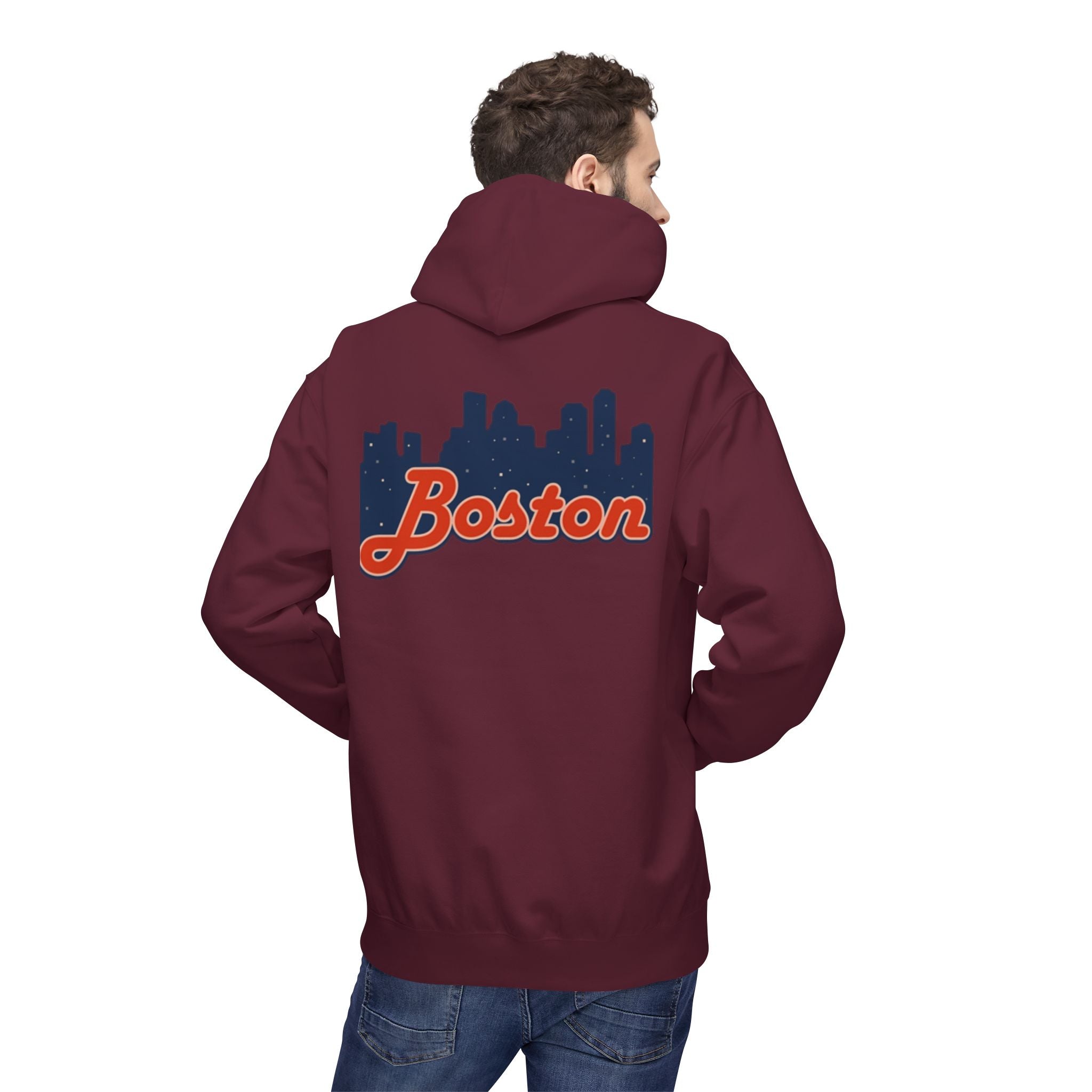 Boston Skyline Hoodie – Retro Script City Sweatshirt