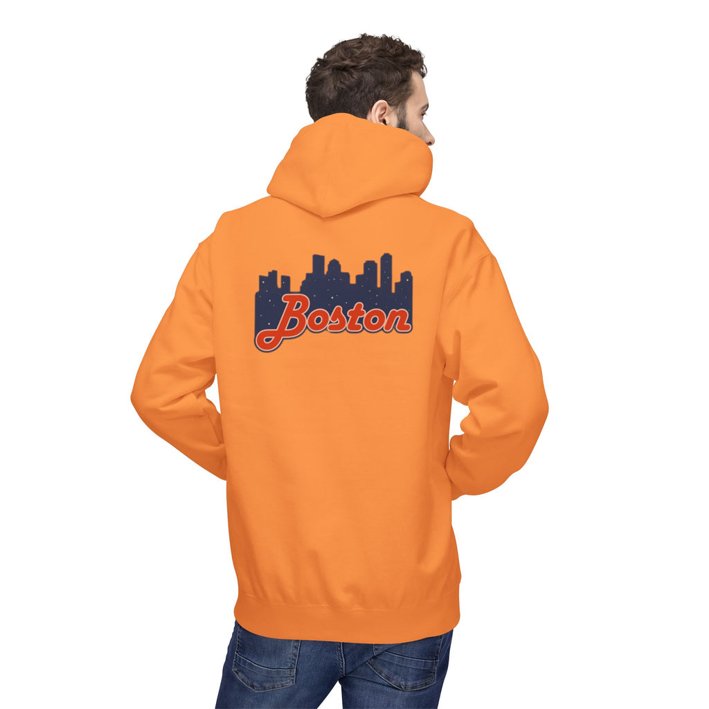 Boston Skyline Hoodie — Retro Script City Skyline Pullover
