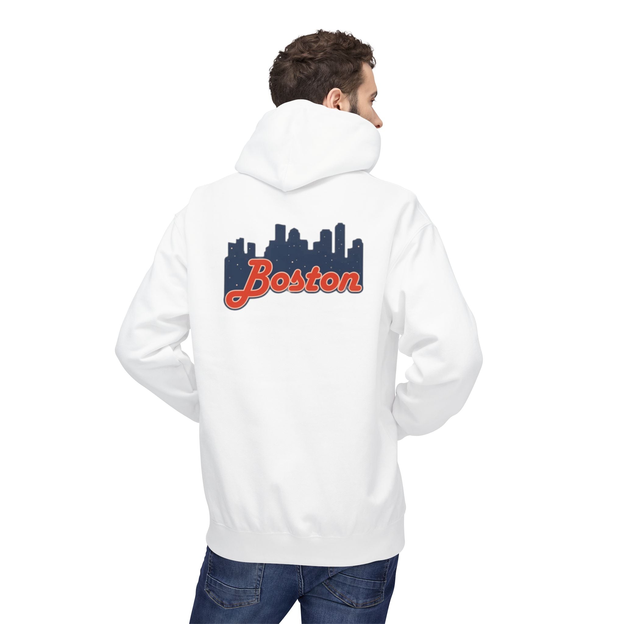 Boston Skyline Hoodie — Retro Script City Skyline Pullover