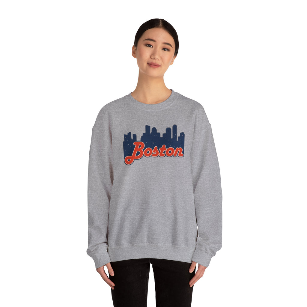 Boston Skyline Crewneck Sweatshirt – Retro Script Cityscape