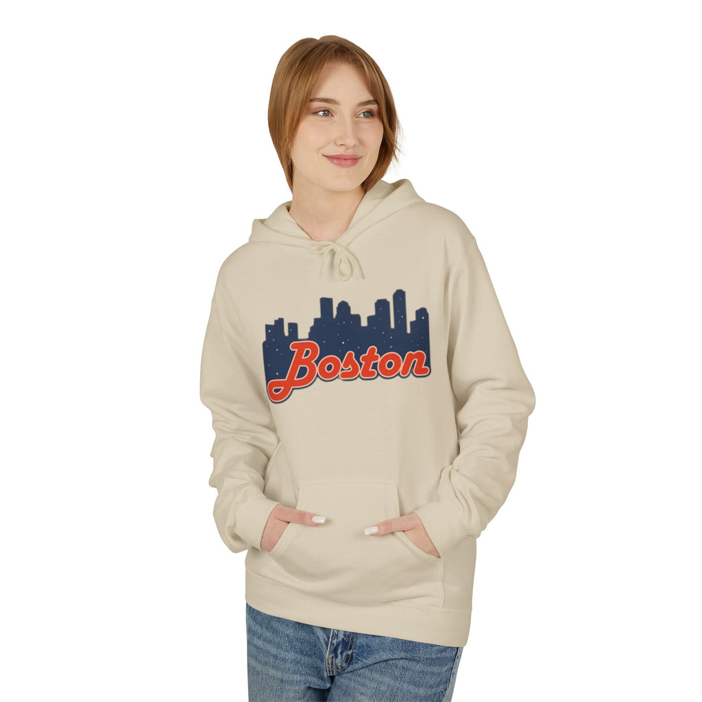 Boston Skyline Hoodie — Retro Script City Skyline Pullover