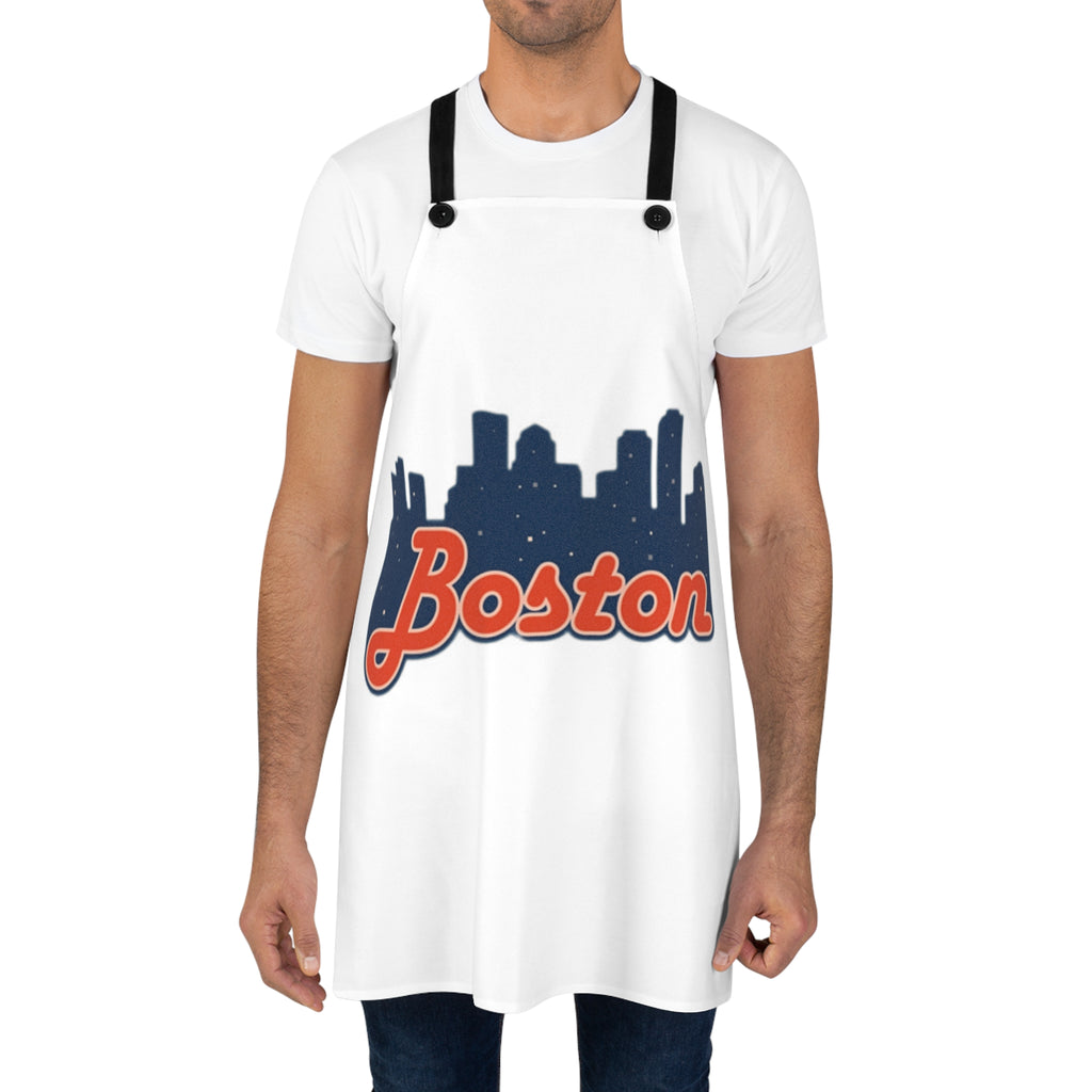 Boston Skyline Apron — Retro Script City Chef Apron