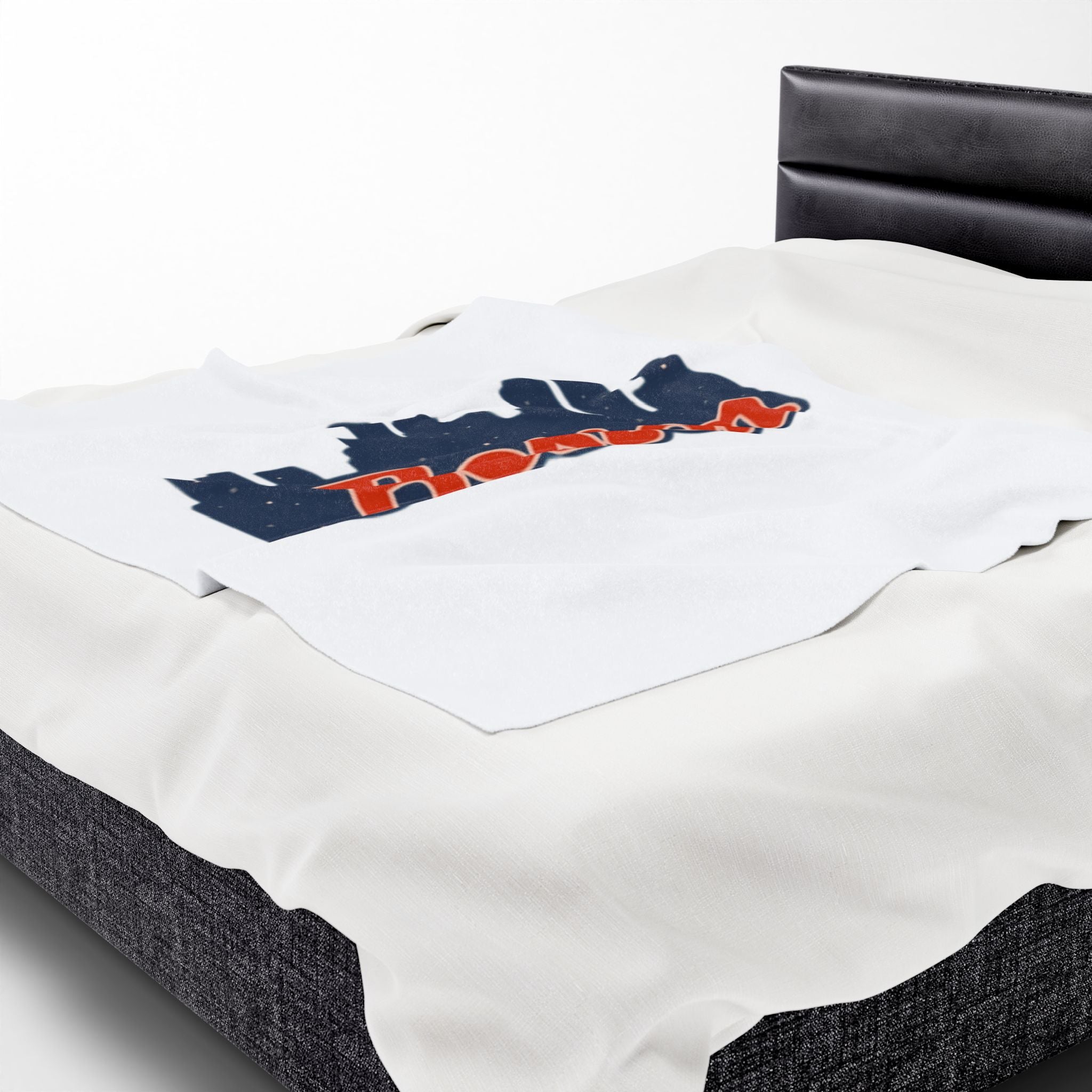 Boston Skyline Velveteen Plush Blanket — Cozy City Throw with 'Boston' Script