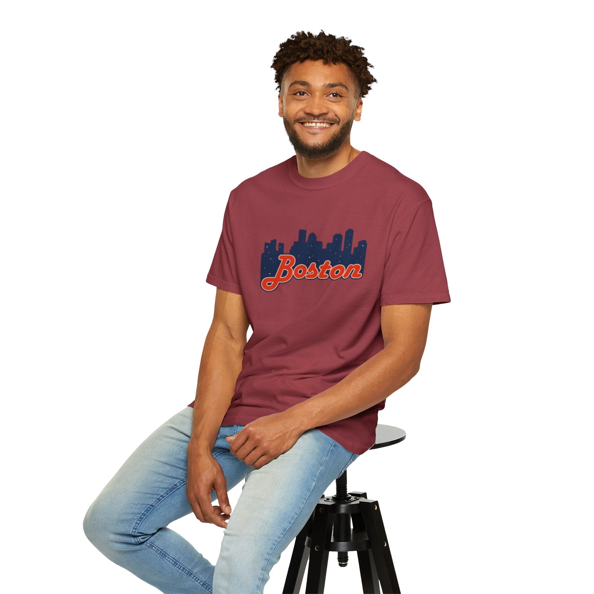 Boston Skyline T-Shirt — Retro Script City Tee