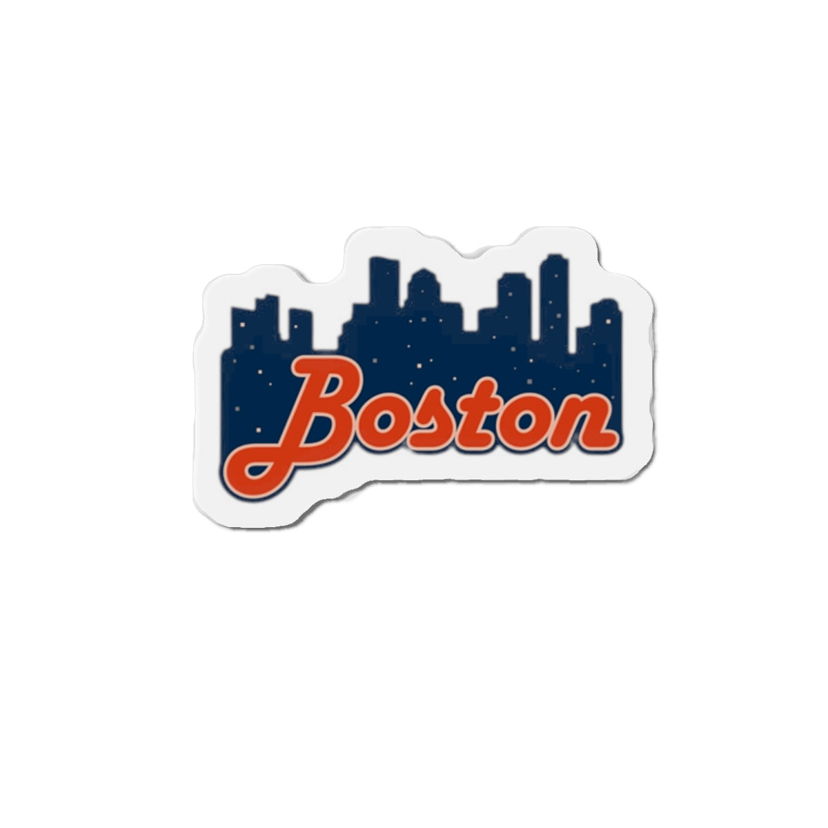 Boston Skyline Die-Cut Magnet – Retro Script City Souvenir