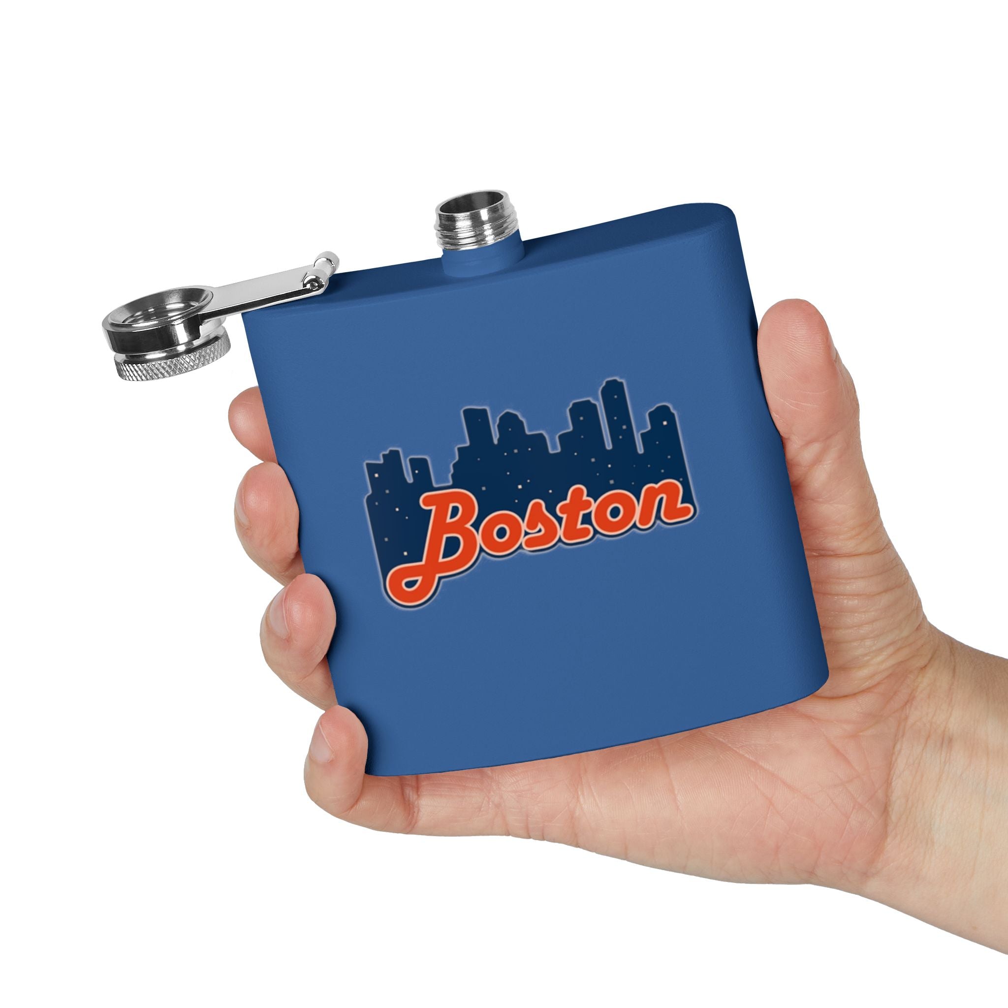 Boston Skyline Stainless Steel Flask — 6oz Travel Hip Flask