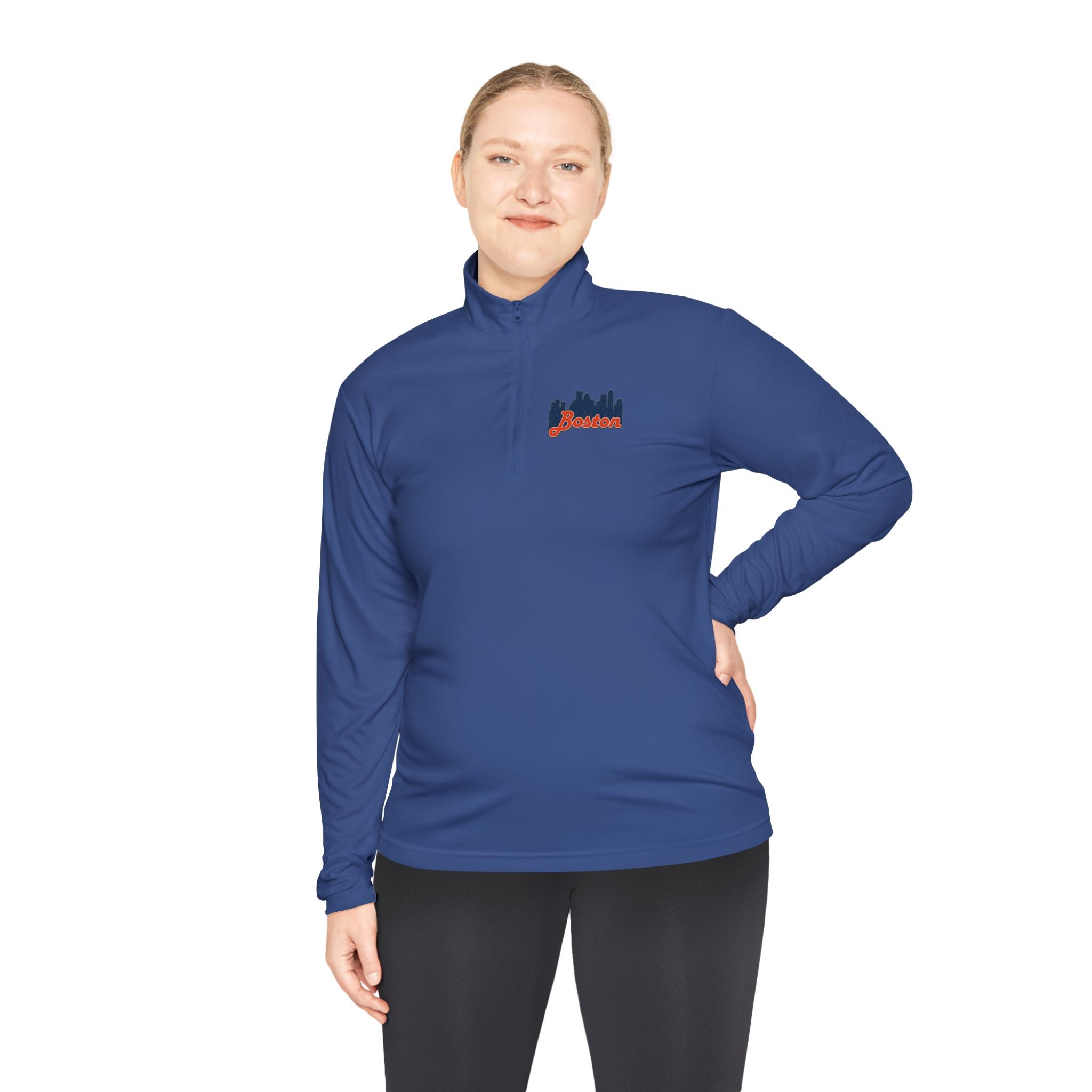 Quarter-Zip Pullover — Boston Skyline Script Logo