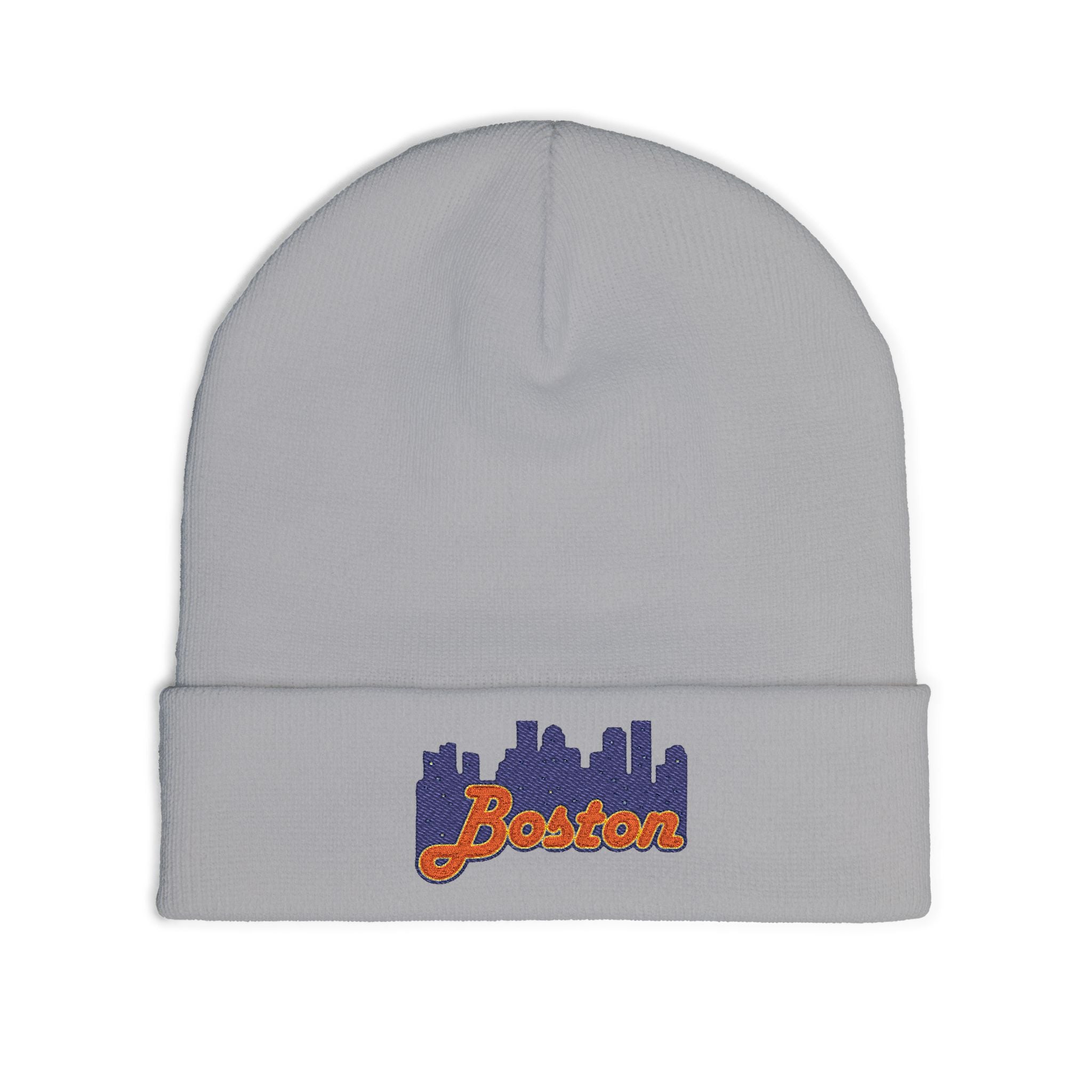 Boston Skyline Embroidered Beanie — Knit Winter Hat