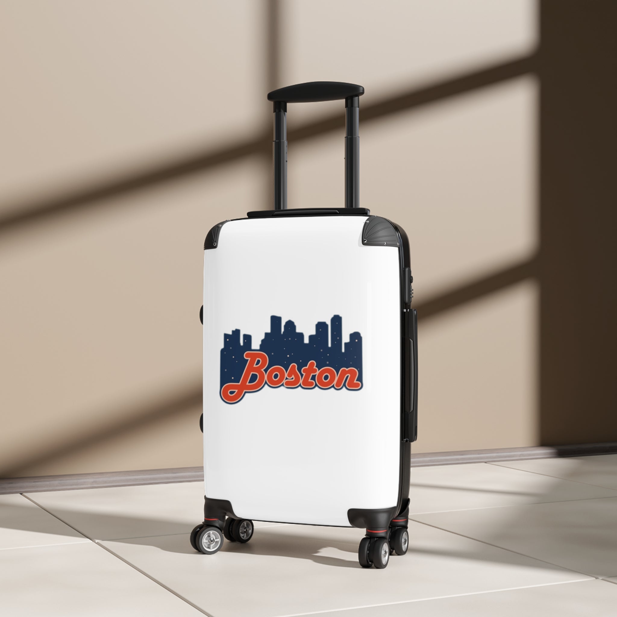 Boston Skyline Carry-On Suitcase – Retro Script Travel Luggage