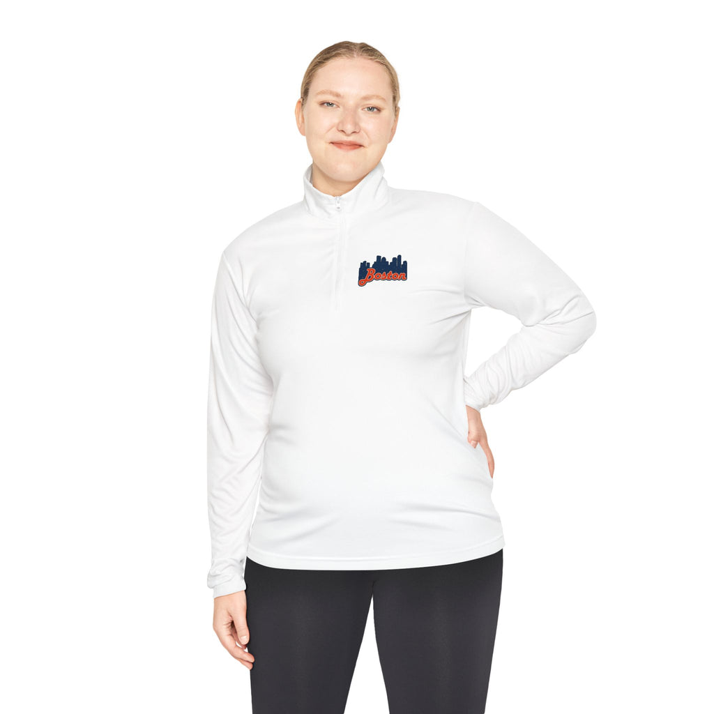 Quarter-Zip Pullover — Boston Skyline Script Logo