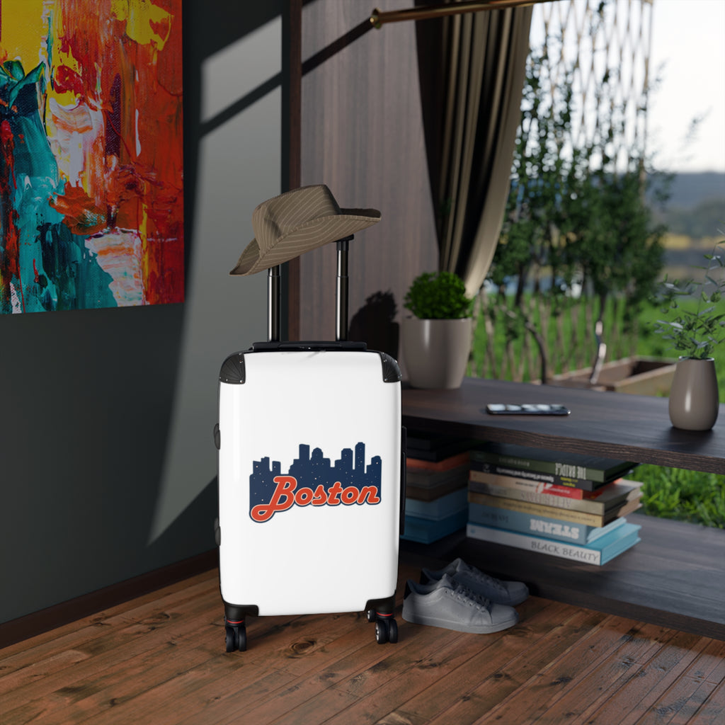 Boston Skyline Carry-On Suitcase – Retro Script Travel Luggage