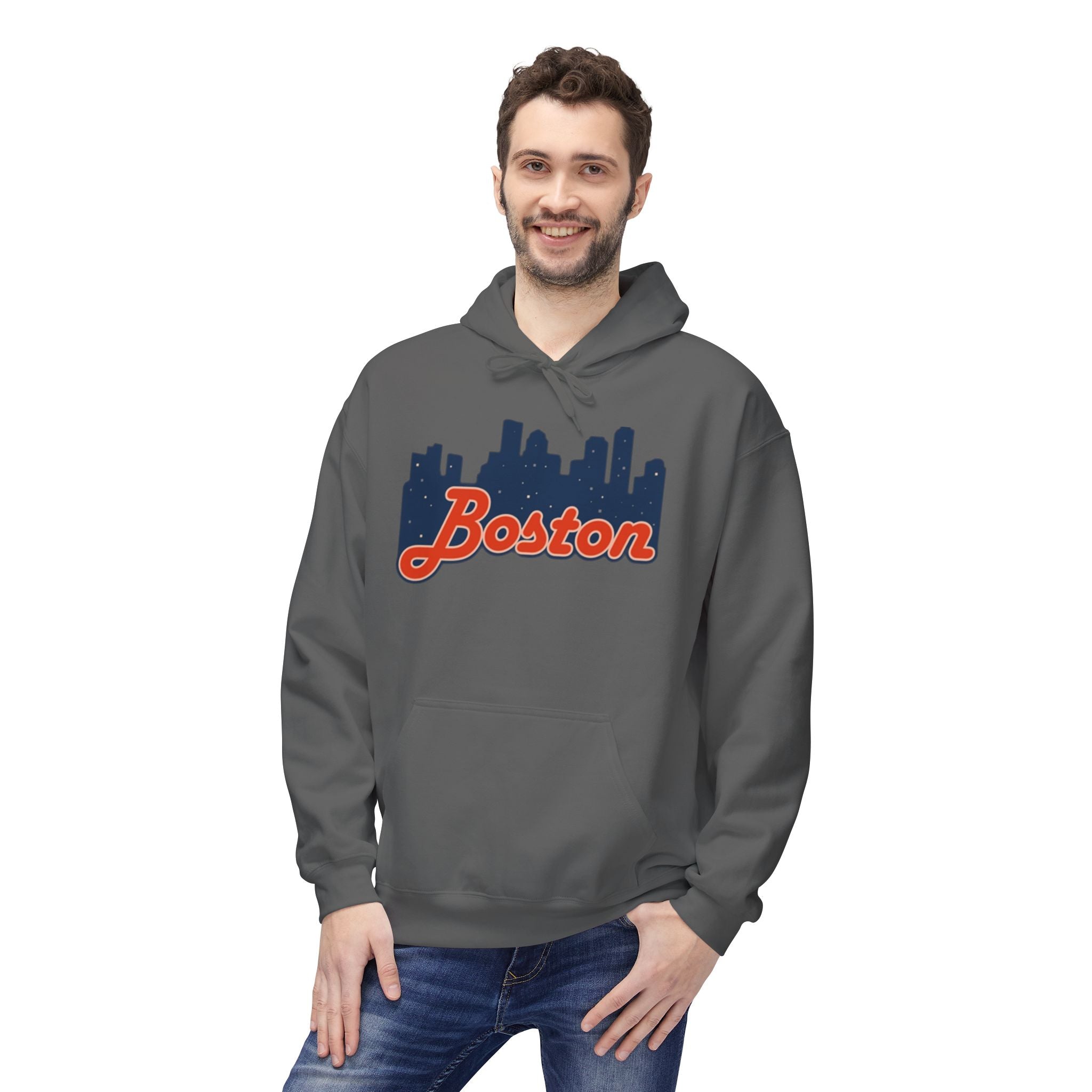 Boston Skyline Hoodie – Retro Script City Sweatshirt