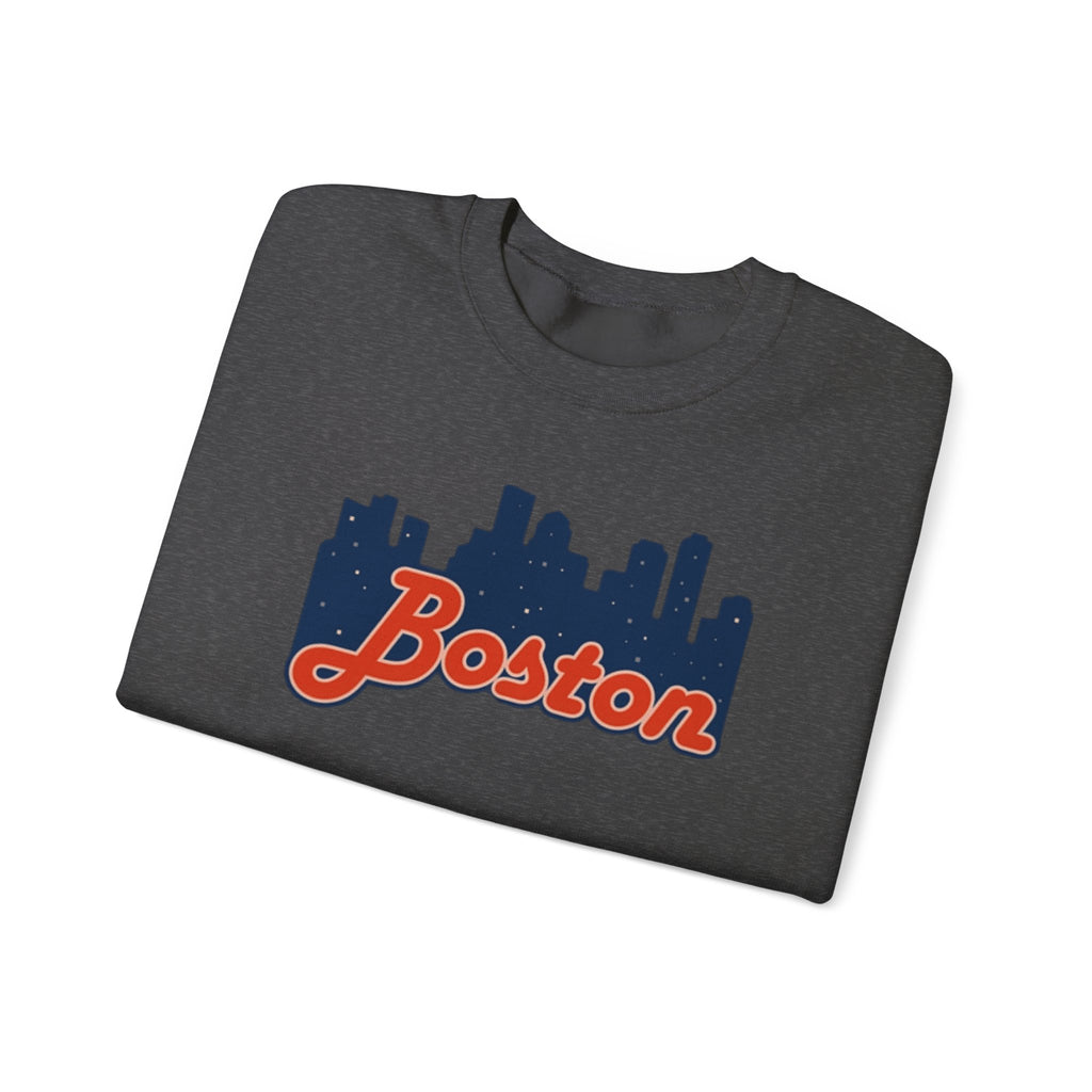 Boston Skyline Crewneck Sweatshirt – Retro Script Cityscape