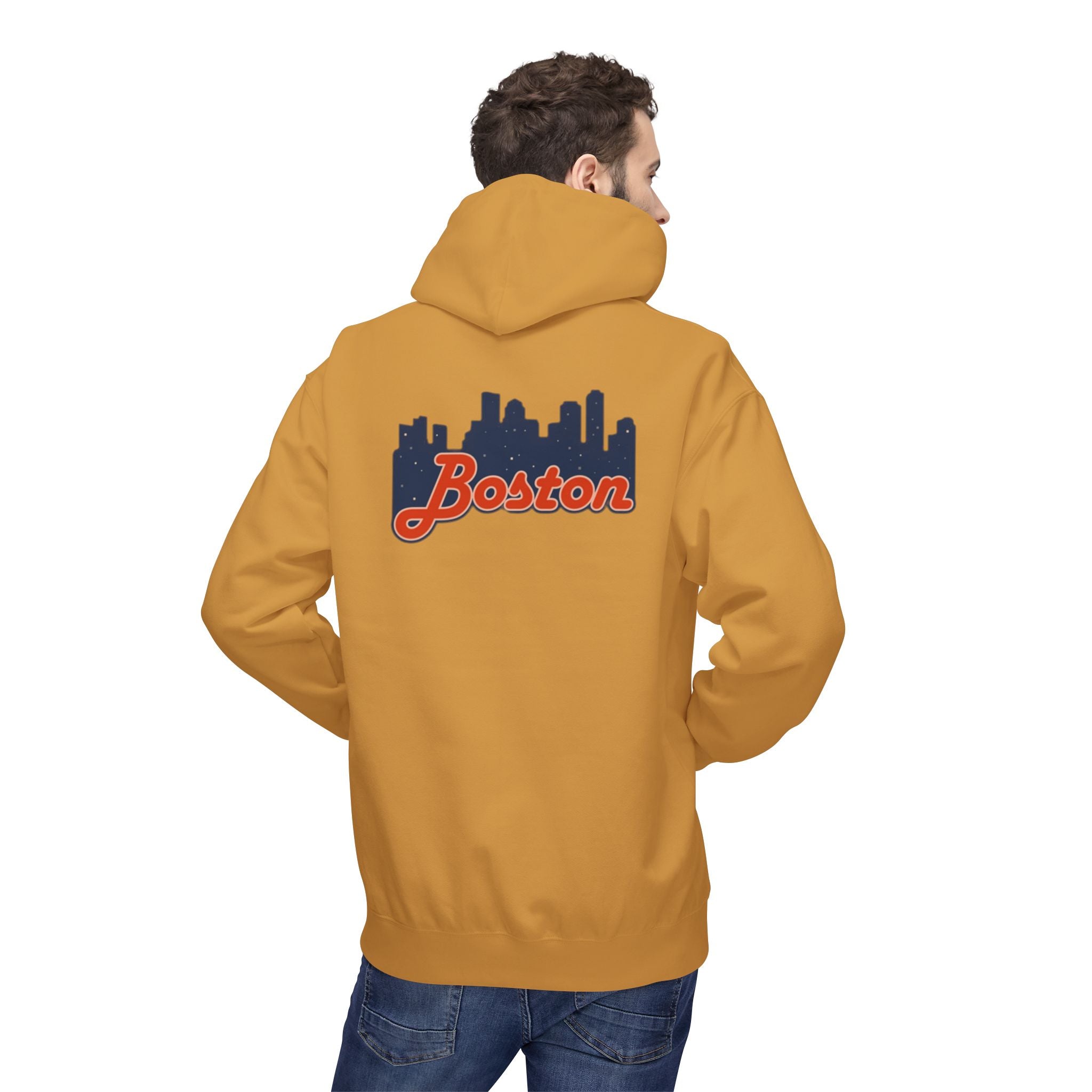 Boston Skyline Hoodie — Retro Script City Skyline Pullover