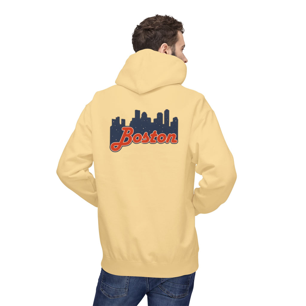 Boston Skyline Hoodie — Retro Script City Skyline Pullover