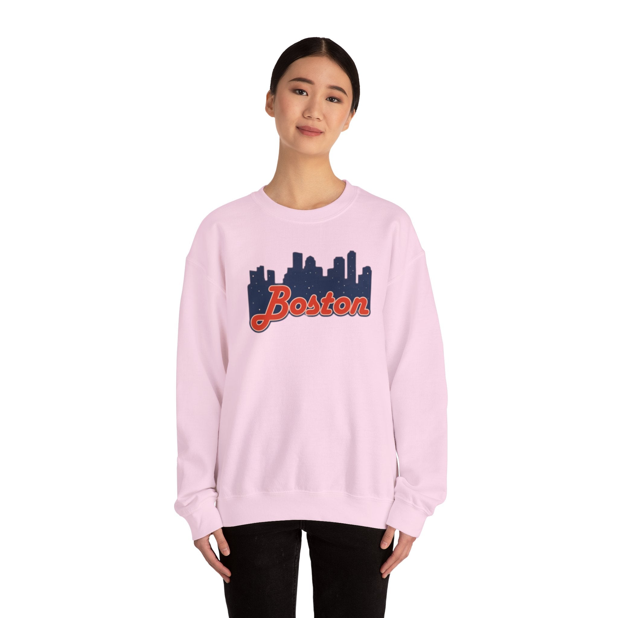 Boston Skyline Crewneck Sweatshirt – Retro Script Cityscape