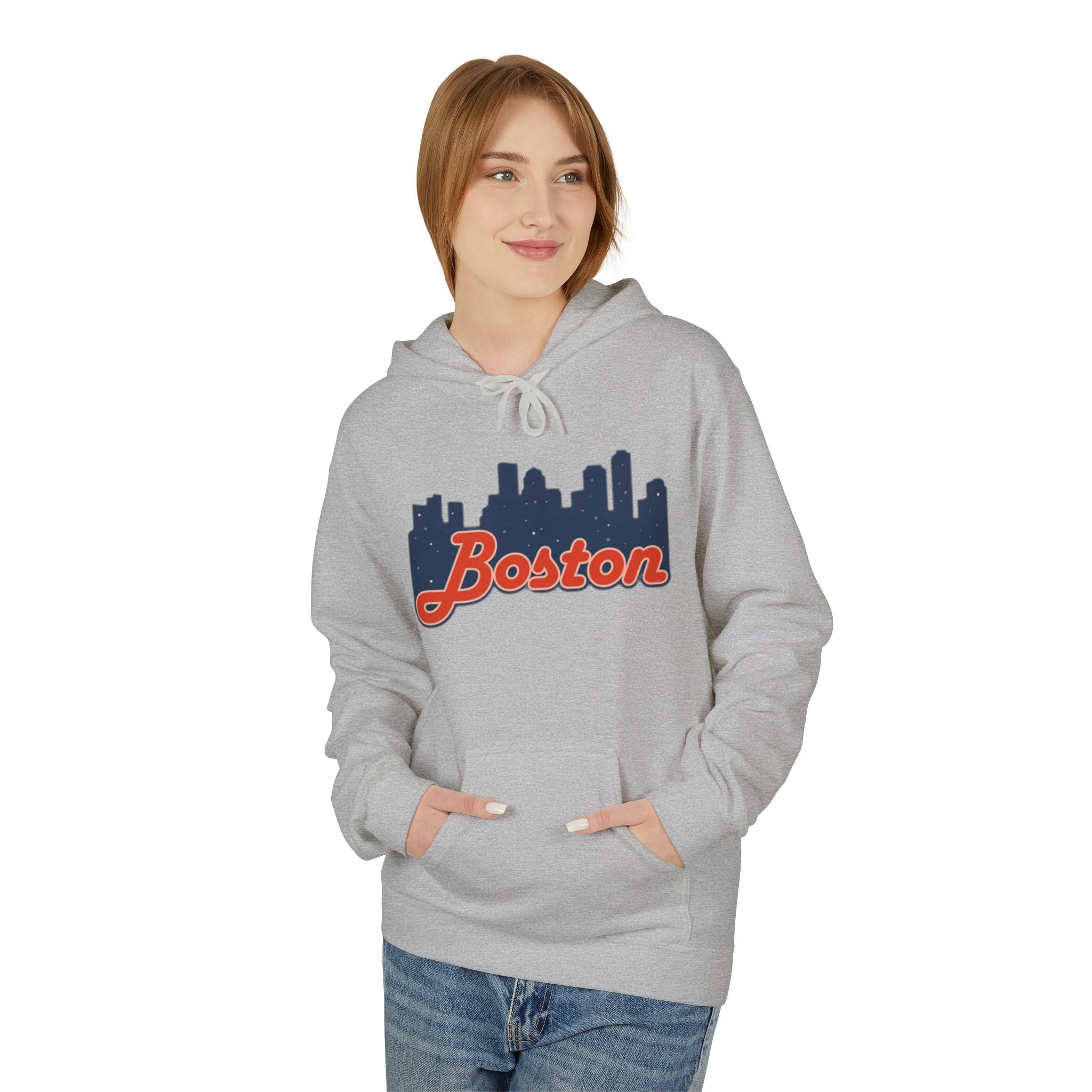 Boston Skyline Hoodie — Retro Script City Skyline Pullover
