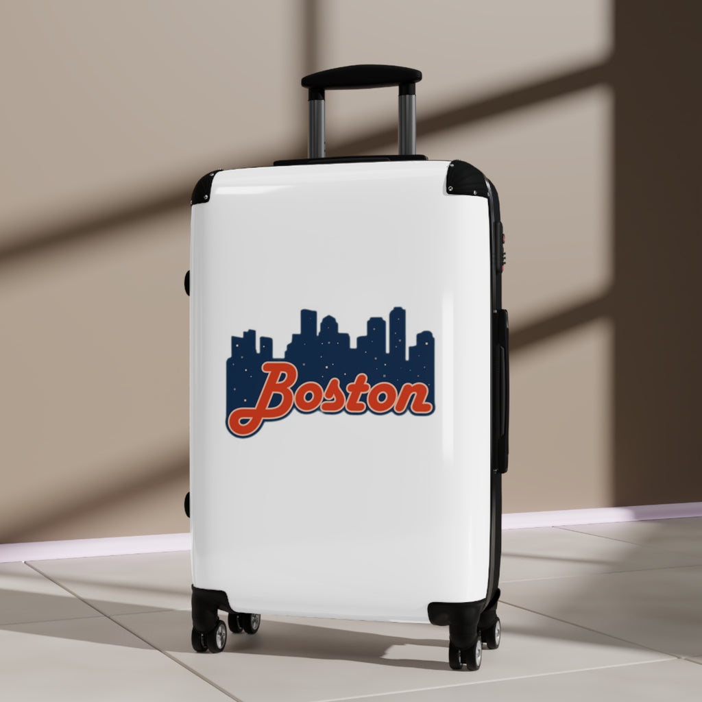 Boston Skyline Carry-On Suitcase – Retro Script Travel Luggage