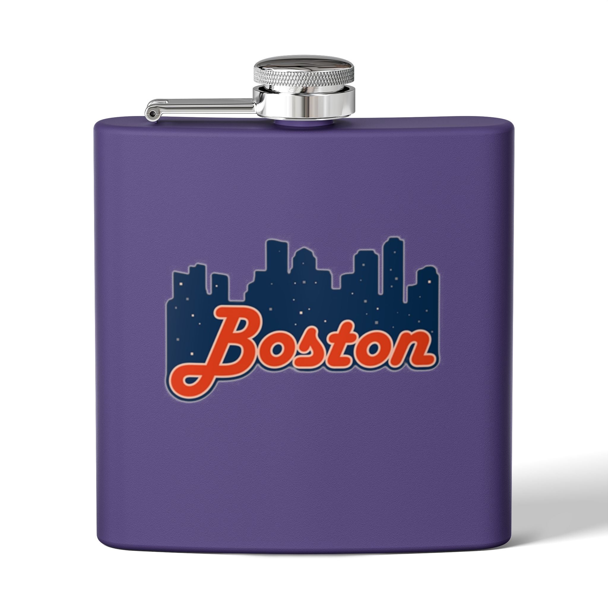 Boston Skyline Stainless Steel Flask — 6oz Travel Hip Flask