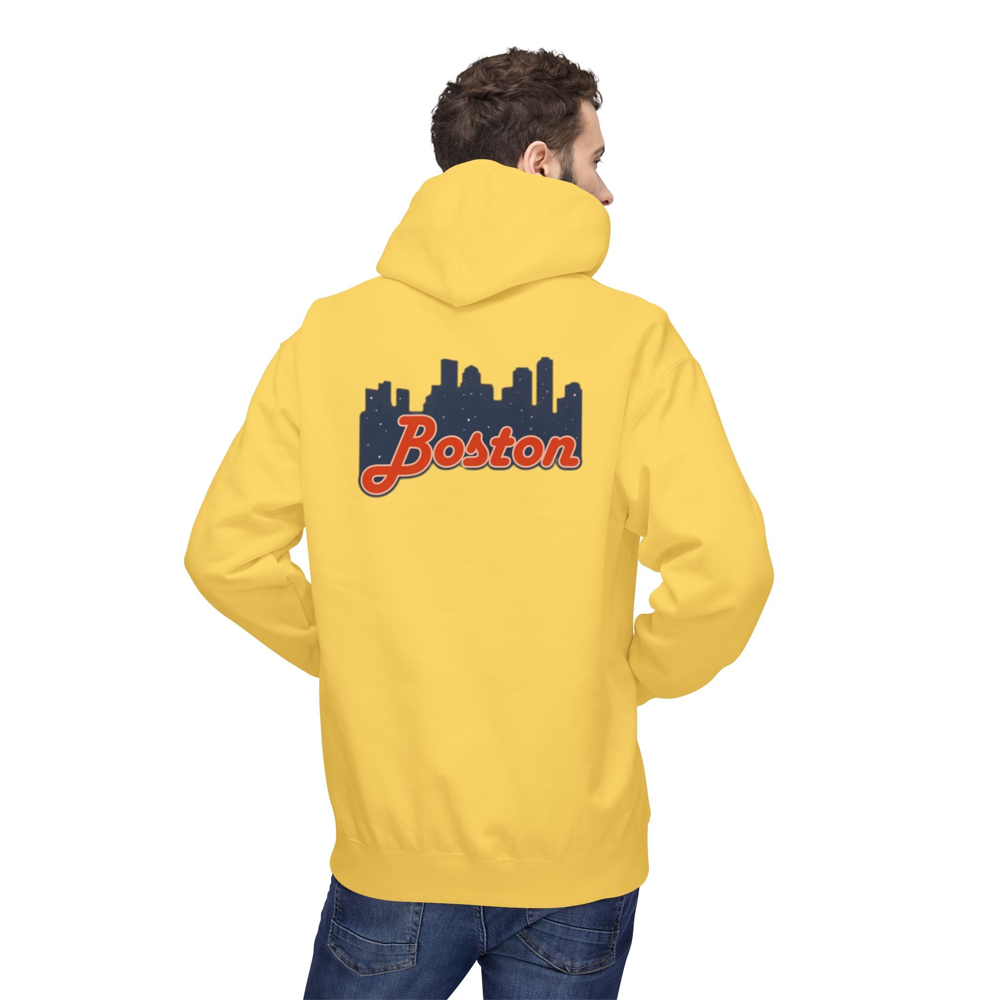 Boston Skyline Hoodie — Retro Script City Skyline Pullover