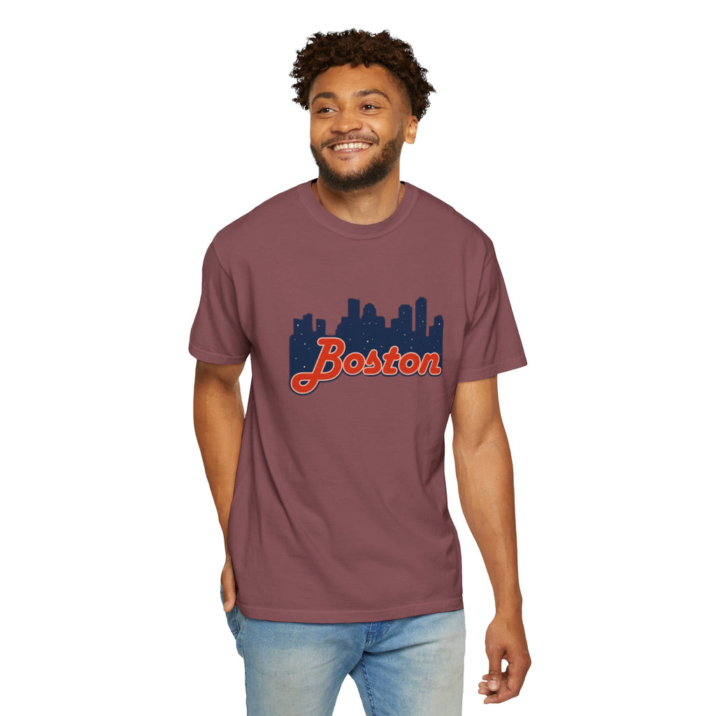 Boston Skyline T-Shirt — Retro Script City Tee