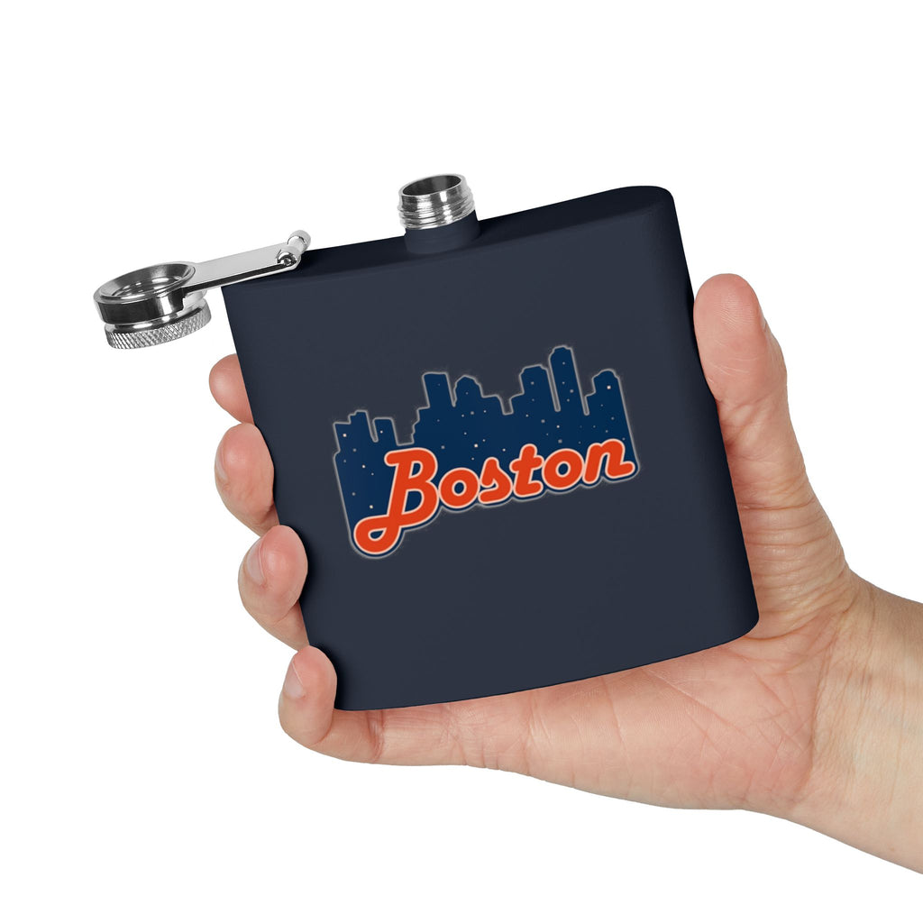 Boston Skyline Stainless Steel Flask — 6oz Travel Hip Flask
