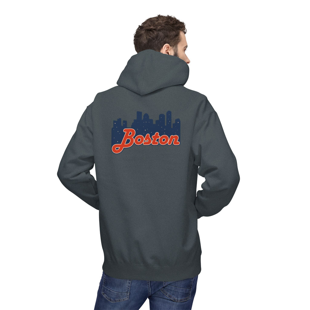 Boston Skyline Hoodie — Retro Script City Skyline Pullover