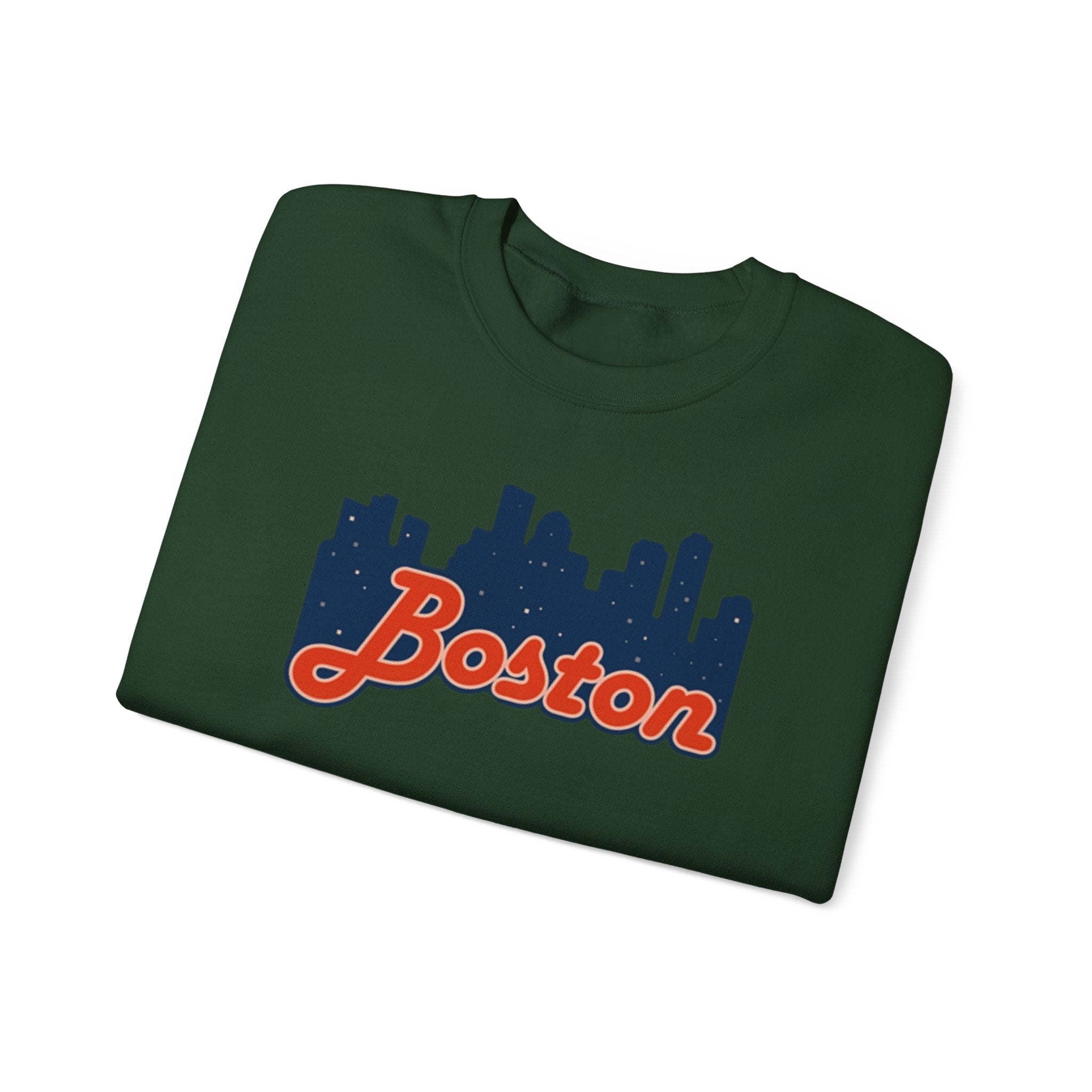 Boston Skyline Crewneck Sweatshirt – Retro Script Cityscape