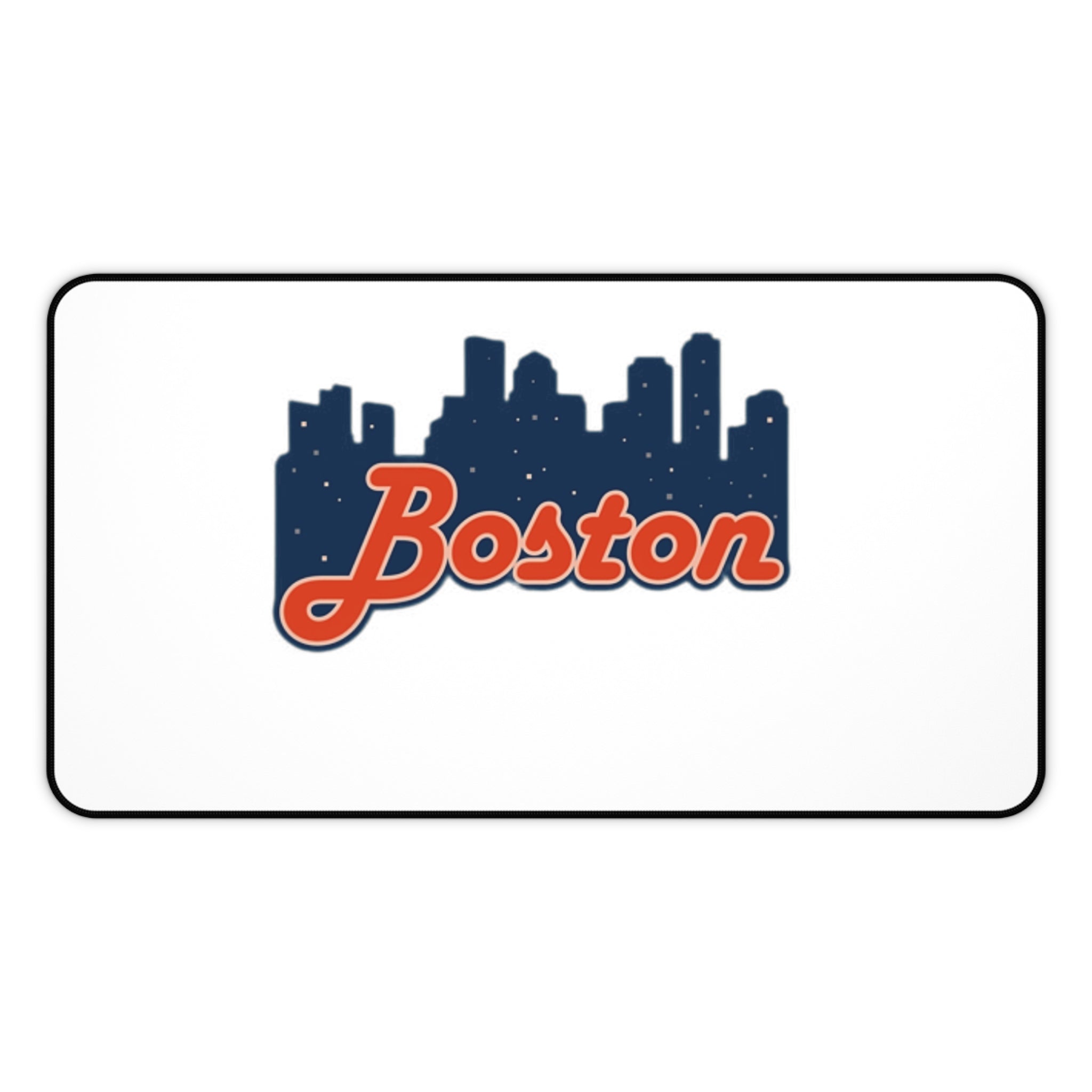 Boston Skyline Desk Mat — Retro Script Mouse Pad for Home Office & Gamers