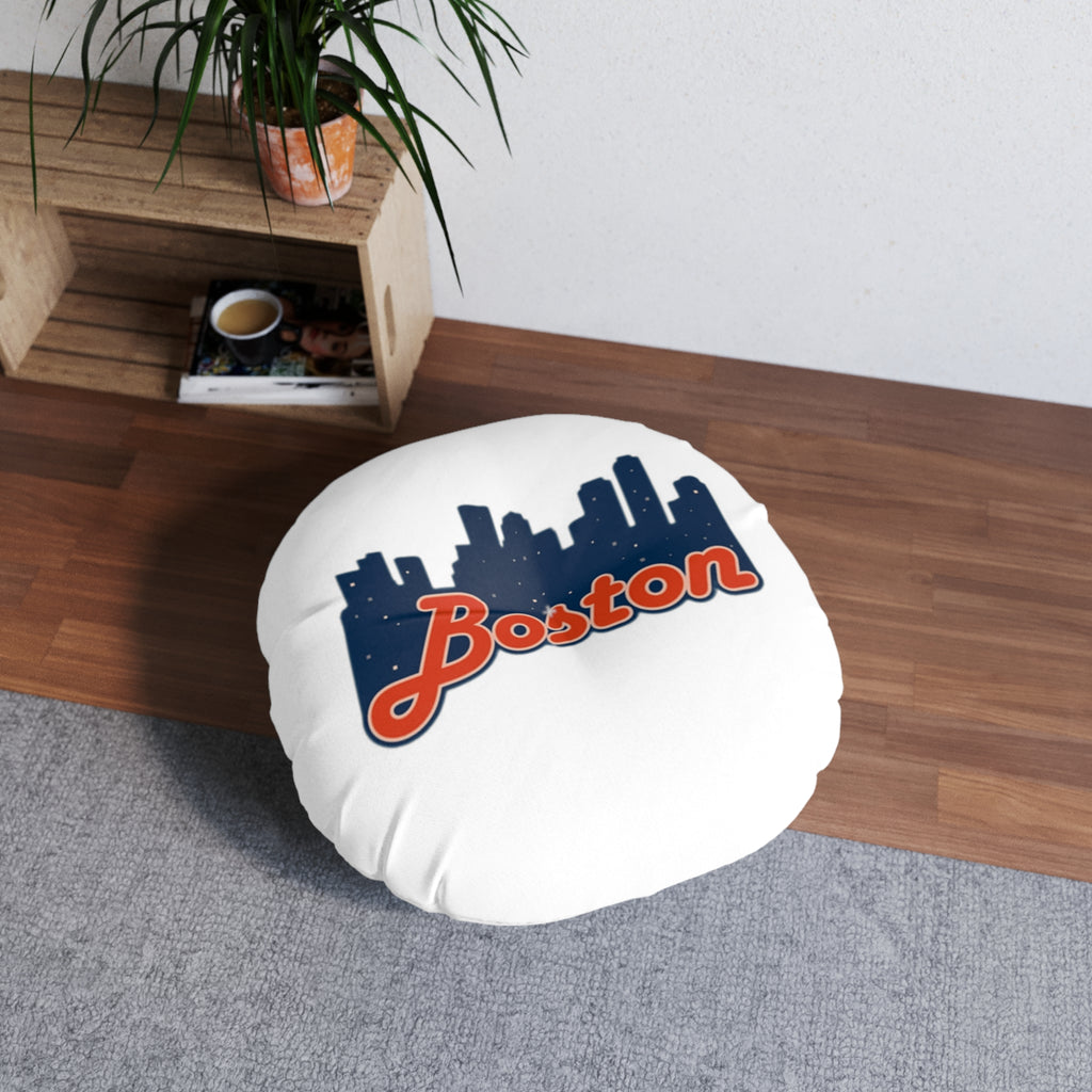 Boston Skyline Round Tufted Floor Pillow — City Pride Home Accent