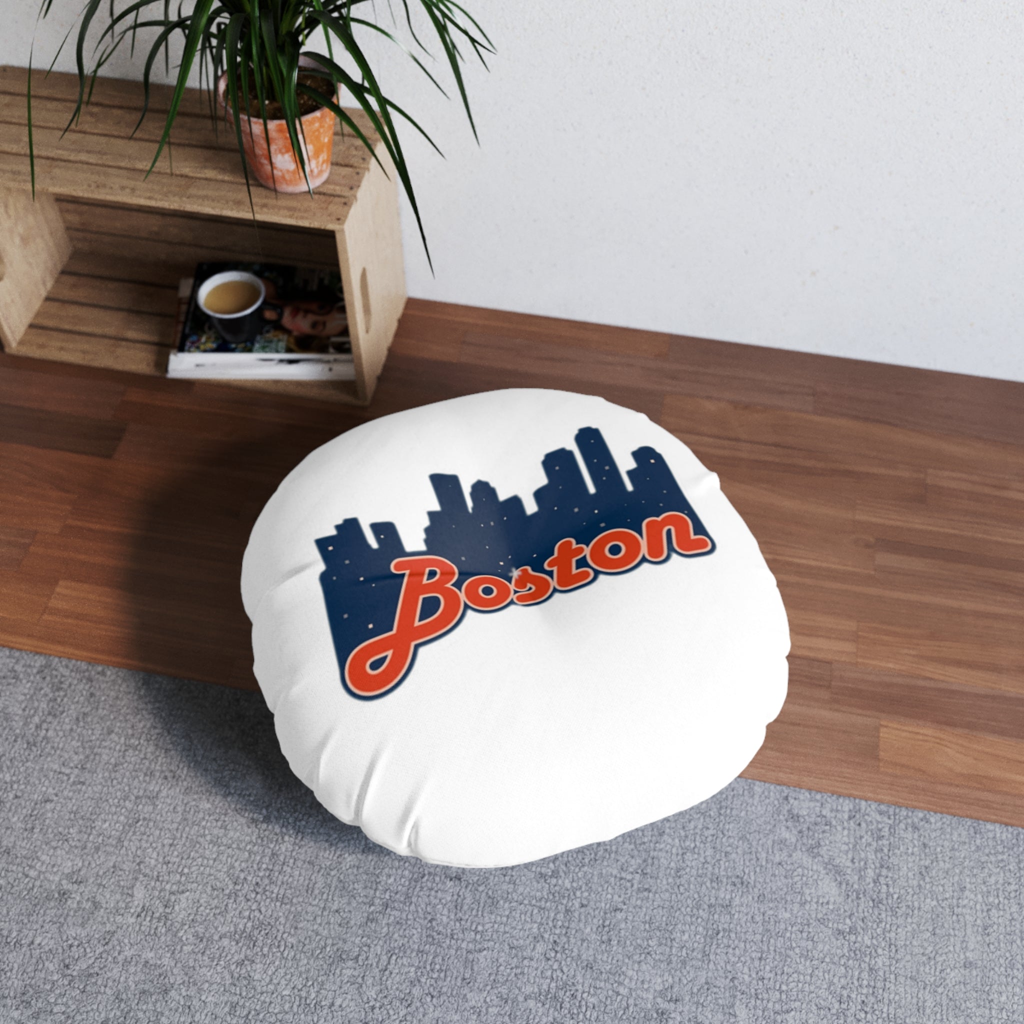 Boston Skyline Round Tufted Floor Pillow — City Pride Home Accent