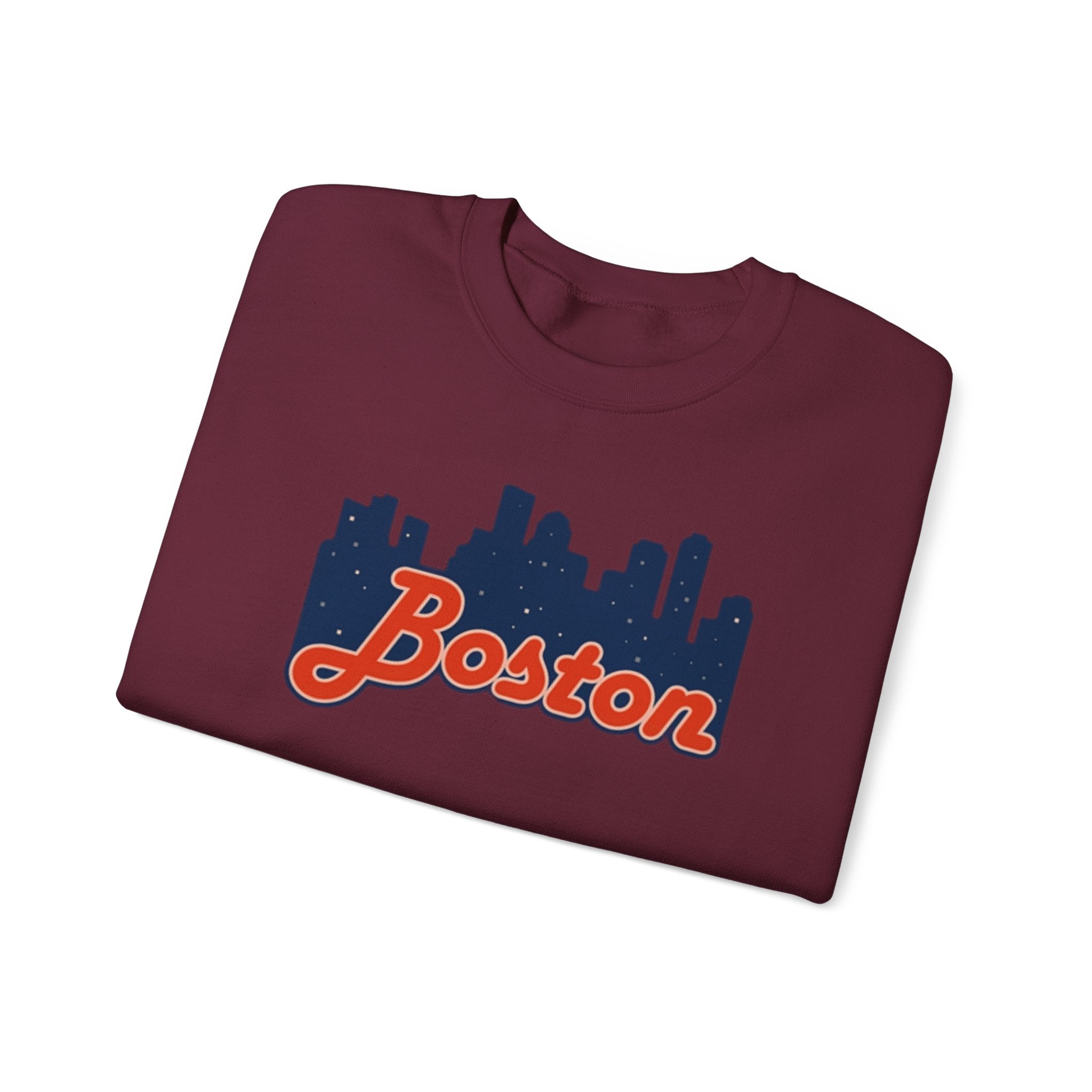Boston Skyline Crewneck Sweatshirt – Retro Script Cityscape
