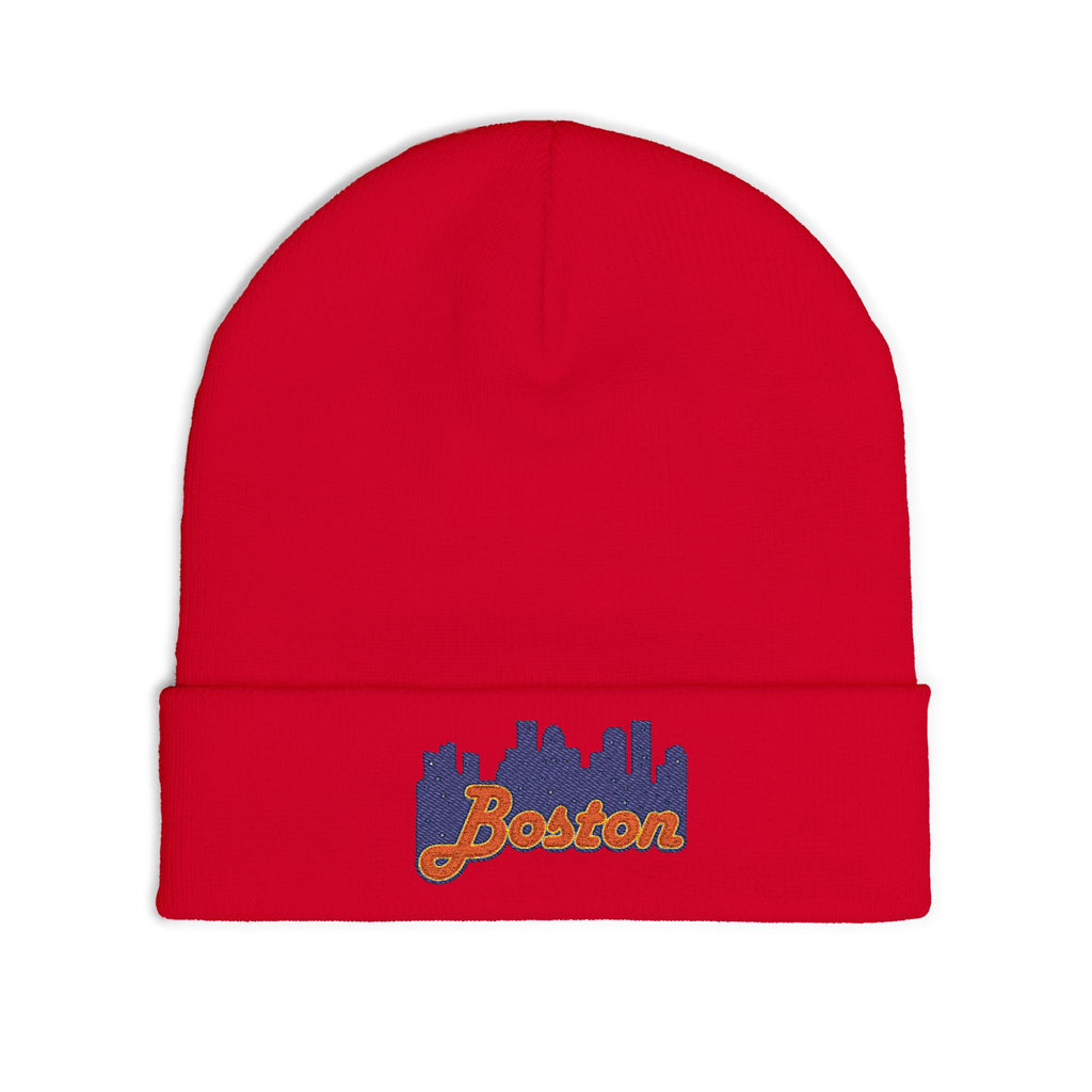 Boston Skyline Embroidered Beanie — Knit Winter Hat