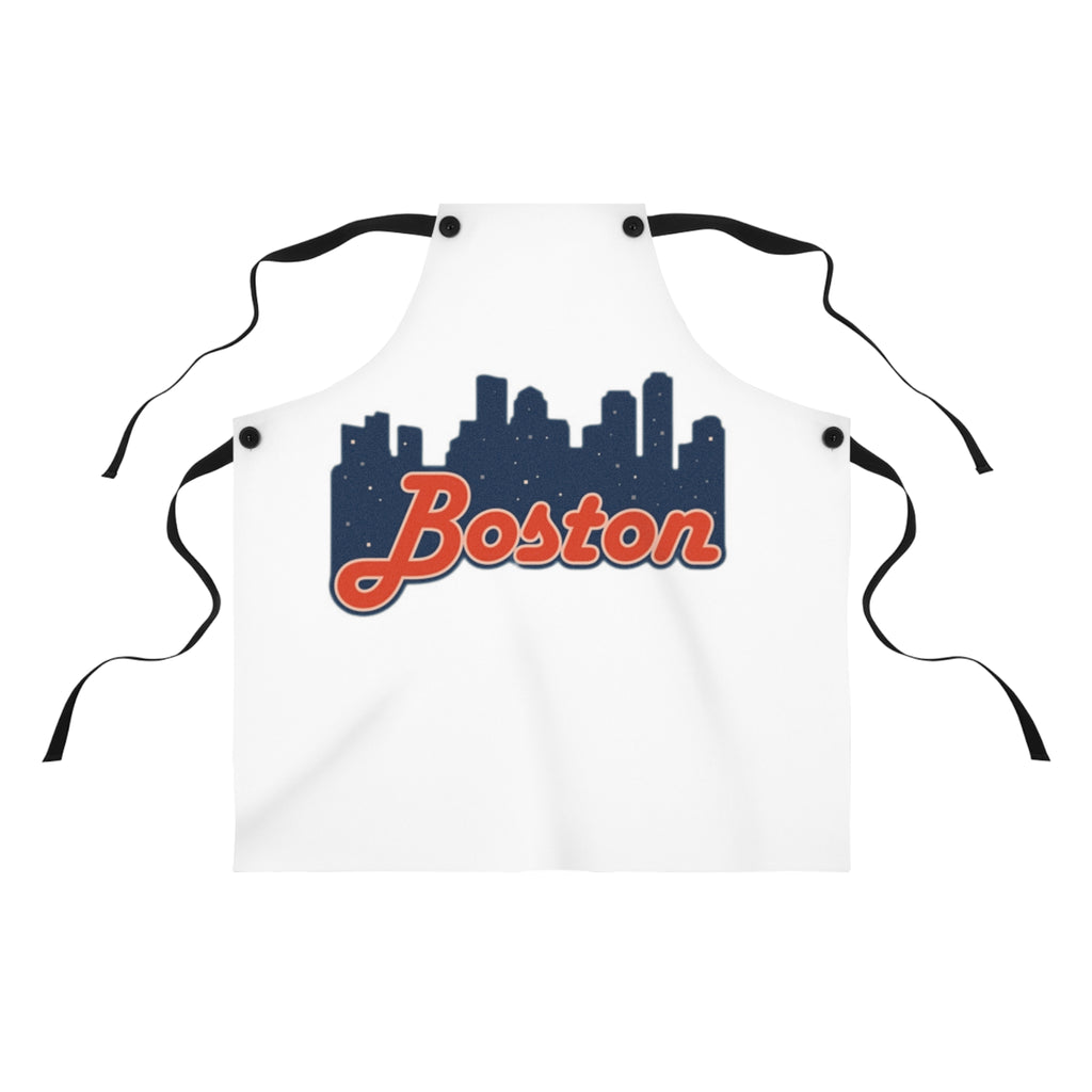 Boston Skyline Apron — Retro Script City Chef Apron
