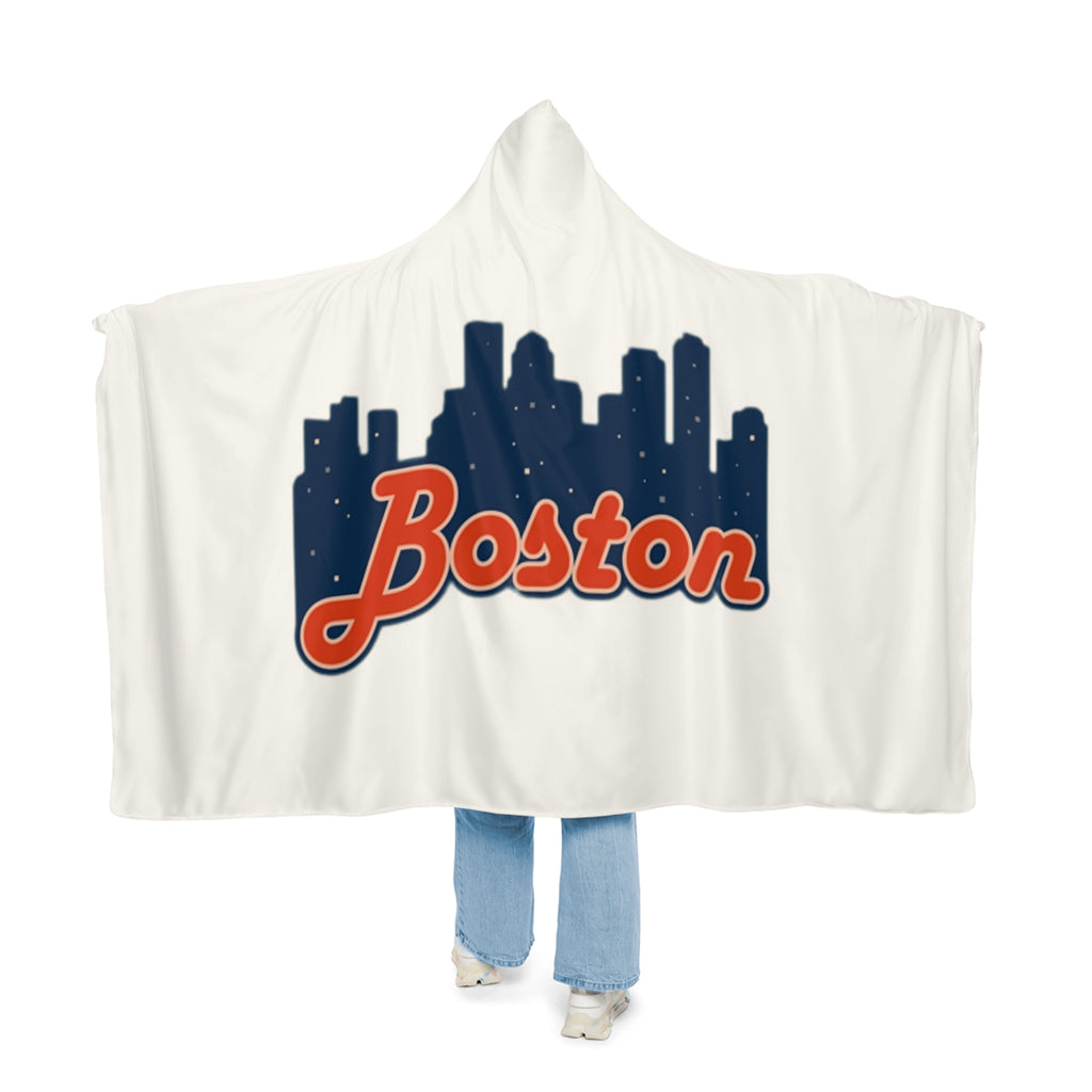 Boston Skyline Hooded Blanket — Cozy Snuggle Throw for Fans & Gifts