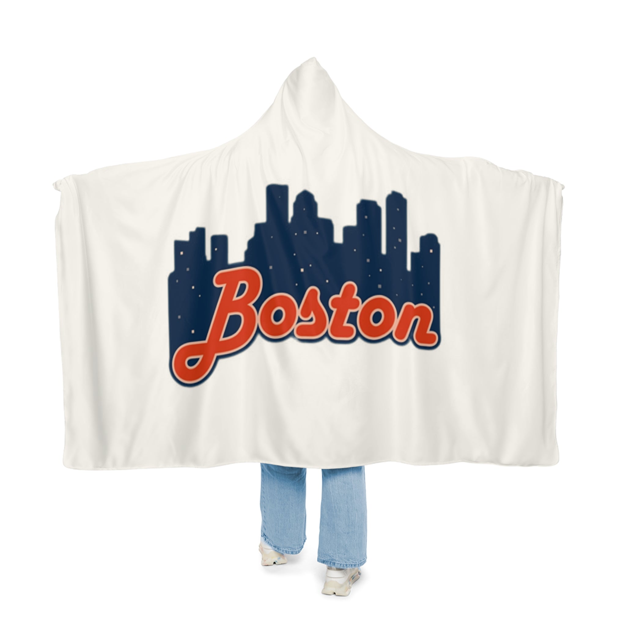 Boston Skyline Hooded Blanket — Cozy Snuggle Throw for Fans & Gifts