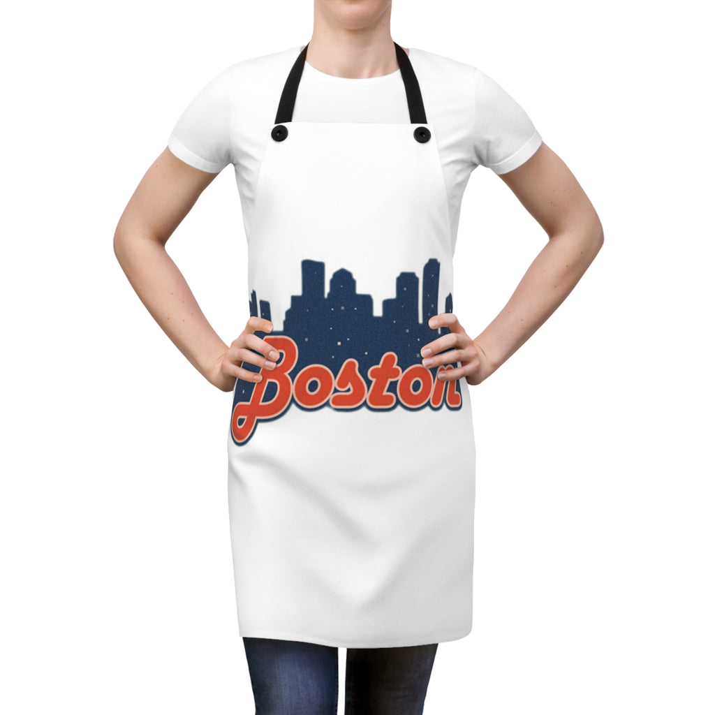 Boston Skyline Apron — Retro Script City Chef Apron