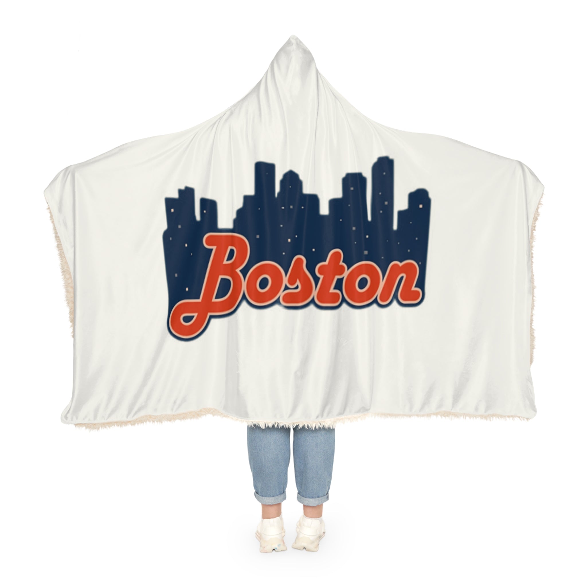Boston Skyline Hooded Blanket — Cozy Snuggle Throw for Fans & Gifts