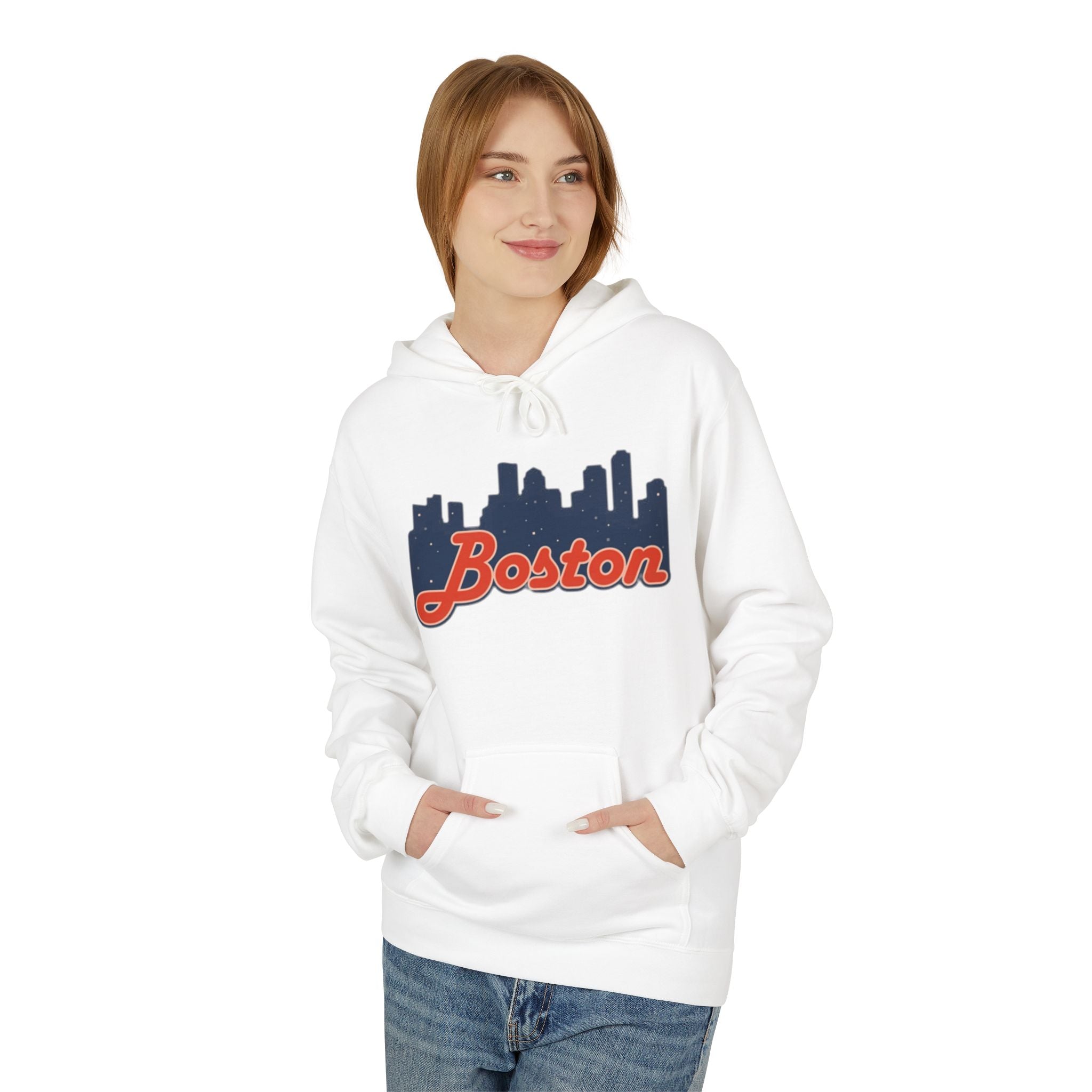 Boston Skyline Hoodie — Retro Script City Skyline Pullover