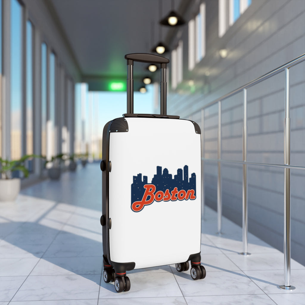 Boston Skyline Carry-On Suitcase – Retro Script Travel Luggage