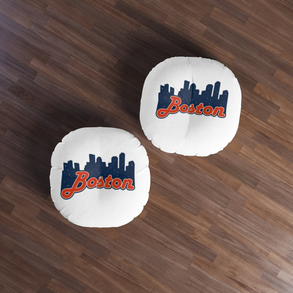Boston Skyline Round Tufted Floor Pillow — City Pride Home Accent