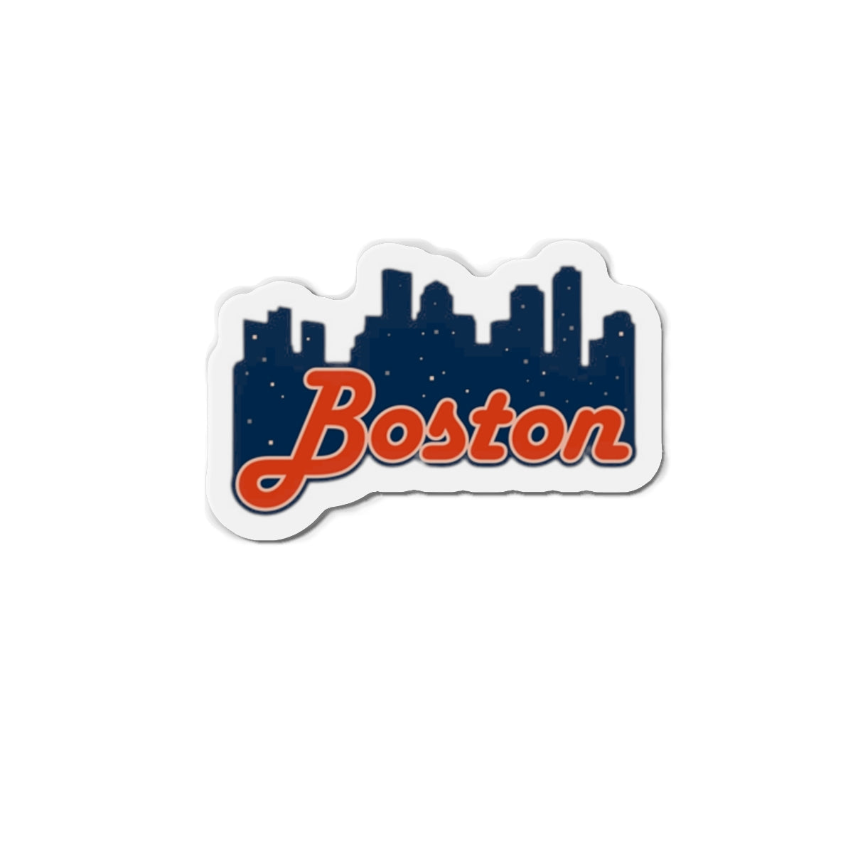Boston Skyline Die-Cut Magnet – Retro Script City Souvenir