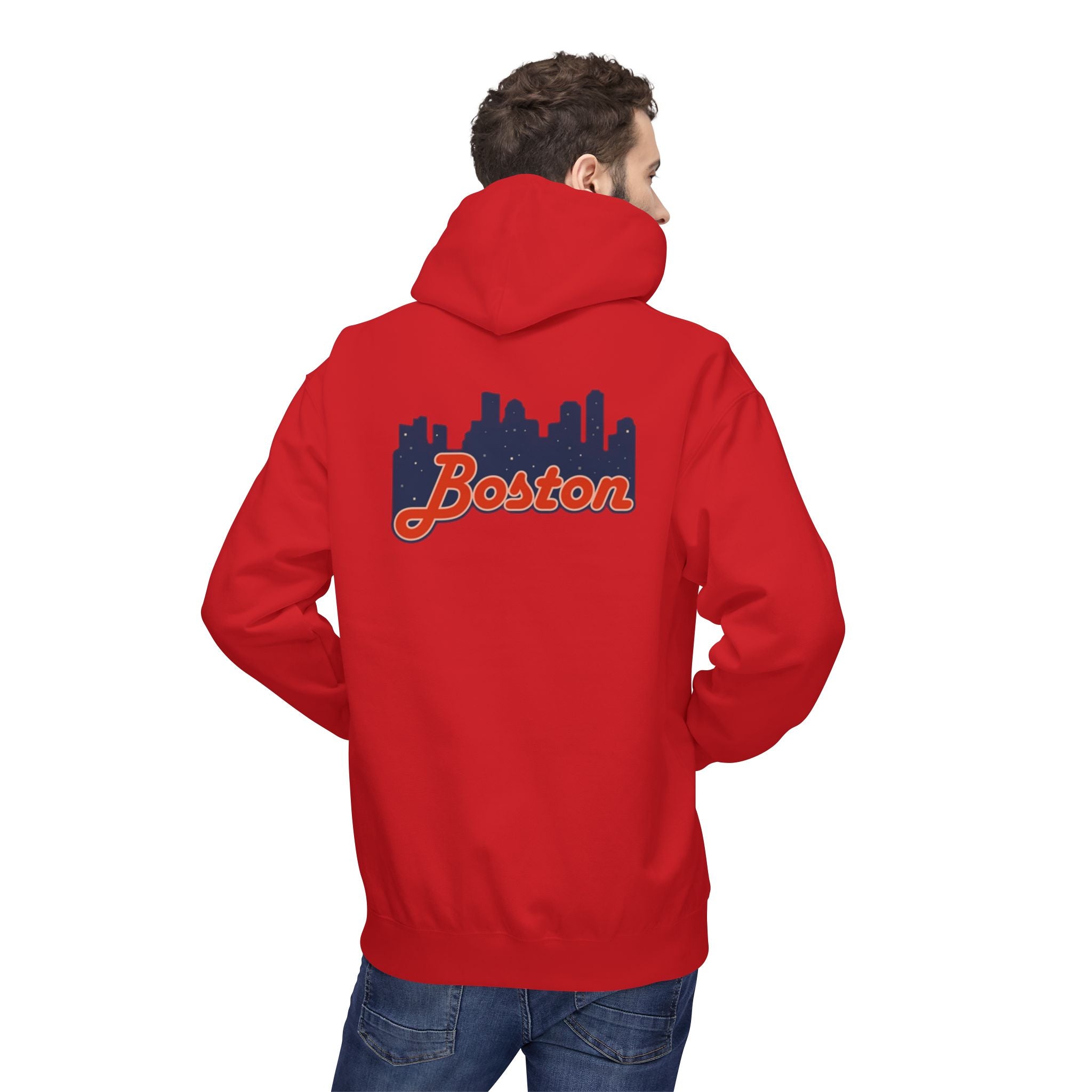Boston Skyline Hoodie — Retro Script City Skyline Pullover
