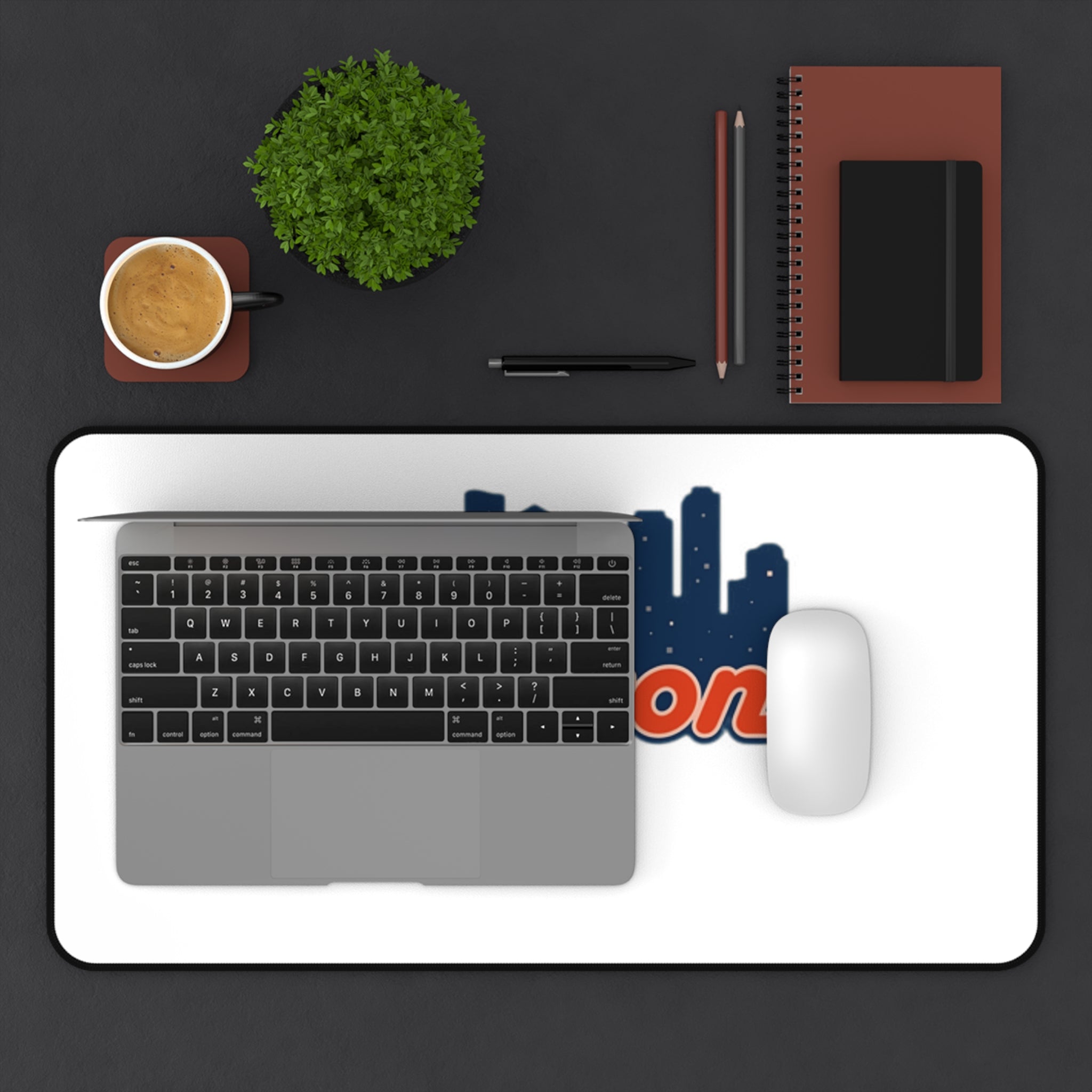 Boston Skyline Desk Mat — Retro Script Mouse Pad for Home Office & Gamers