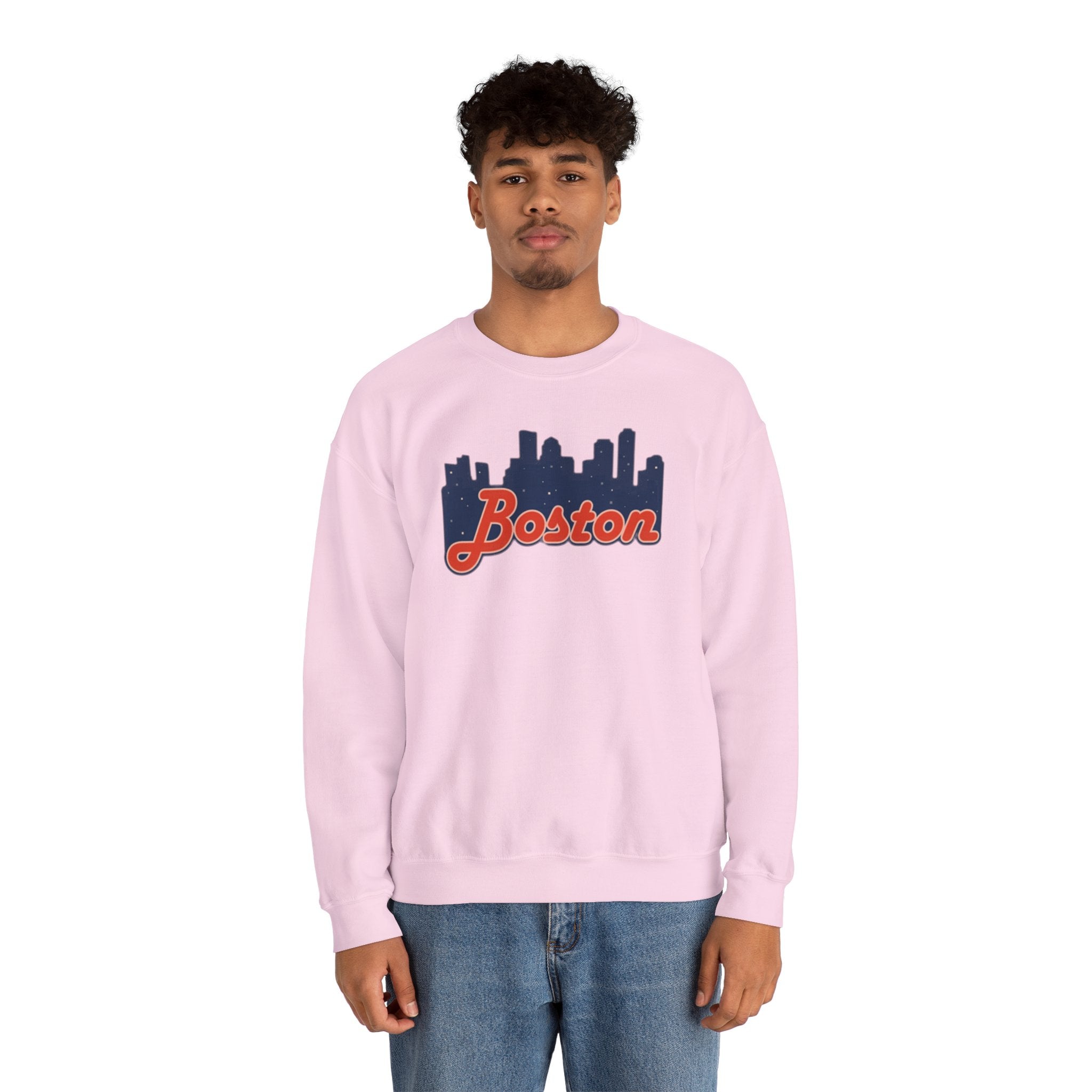 Boston Skyline Crewneck Sweatshirt – Retro Script Cityscape