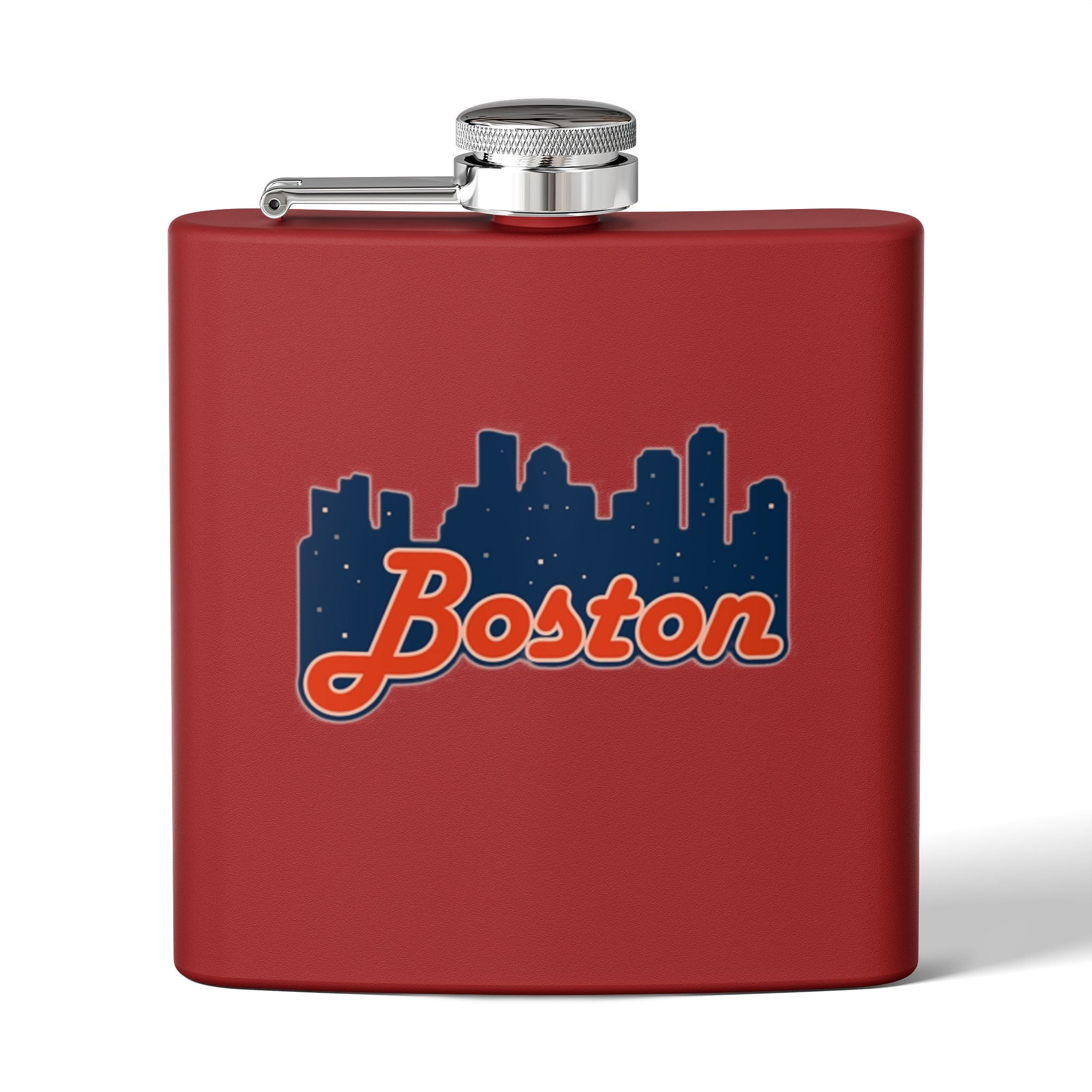 Boston Skyline Stainless Steel Flask — 6oz Travel Hip Flask