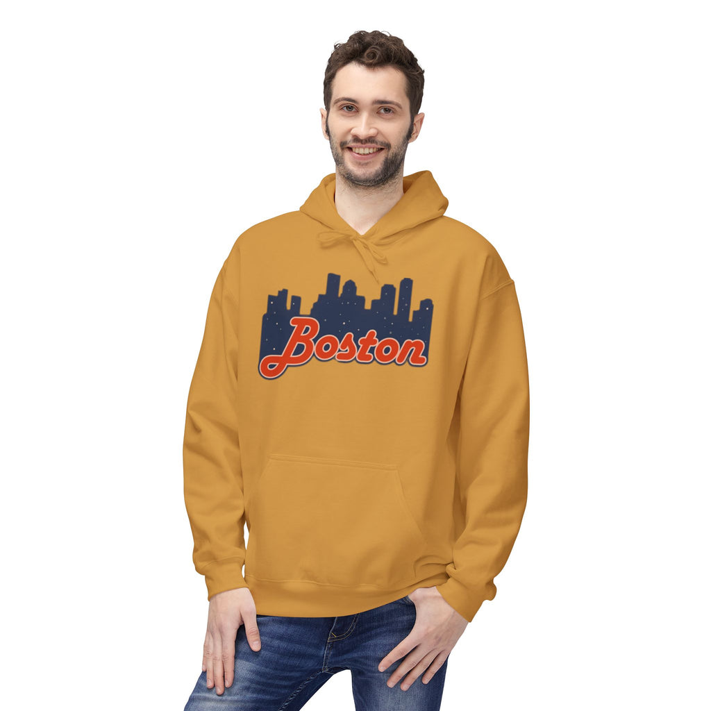 Boston Skyline Hoodie – Retro Script City Sweatshirt