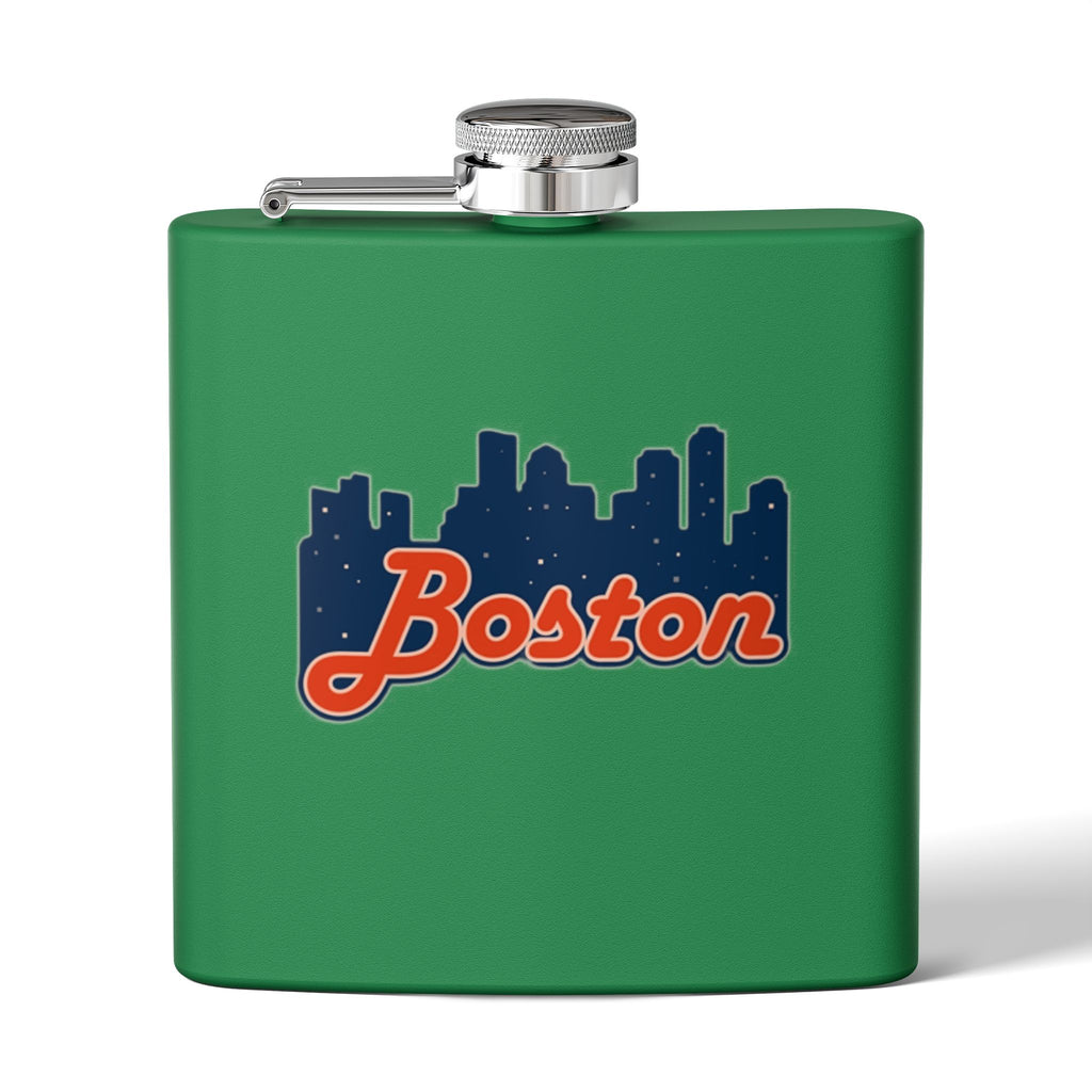 Boston Skyline Stainless Steel Flask — 6oz Travel Hip Flask